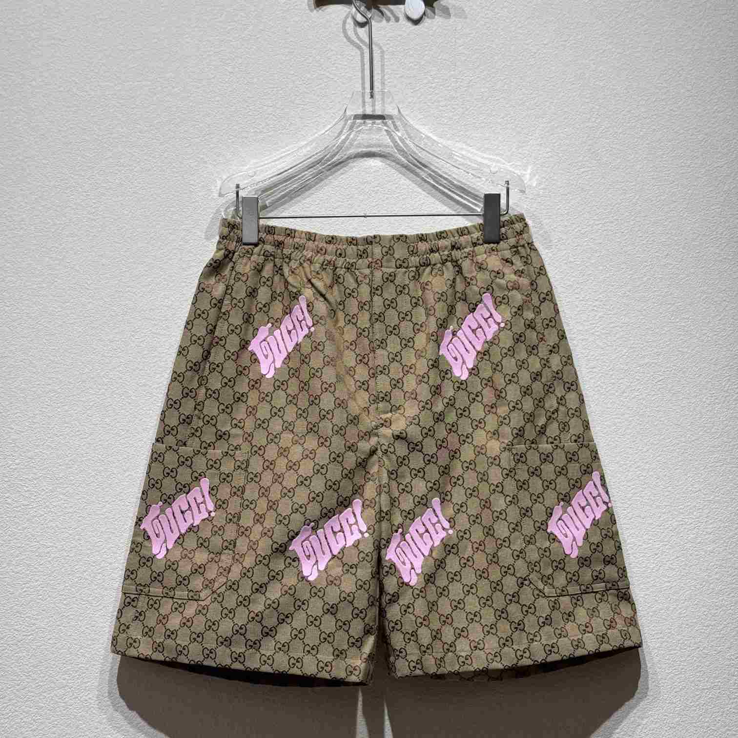 Gucci Embroidered Canvas Linen Blend Shorts - DopestKickz