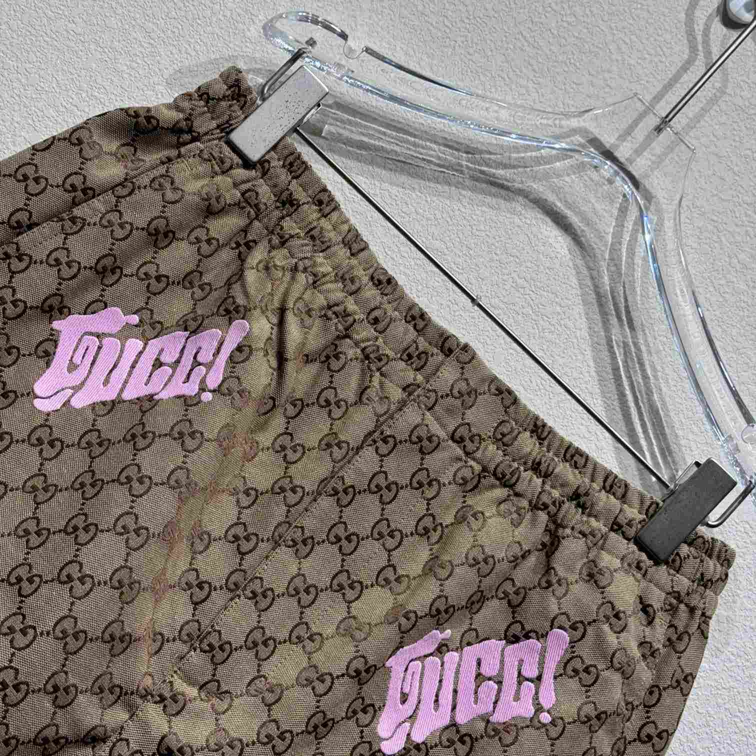 Gucci Embroidered Canvas Linen Blend Shorts - DopestKickz