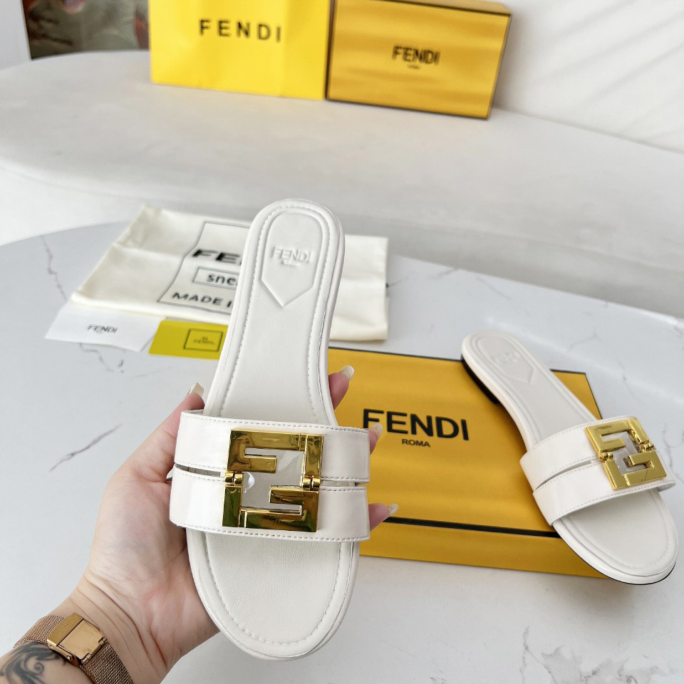 Fendi FFold White Leather Sandals - DopestKickz