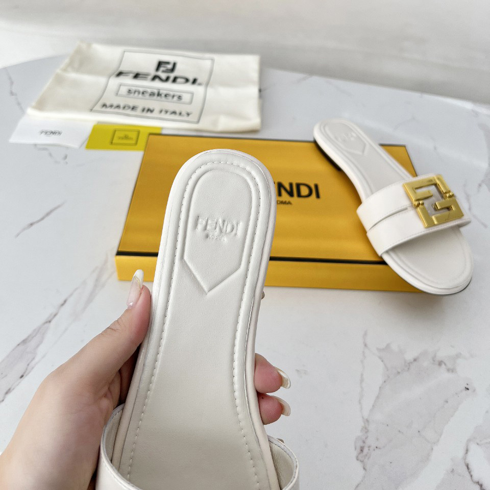 Fendi FFold White Leather Sandals - DopestKickz