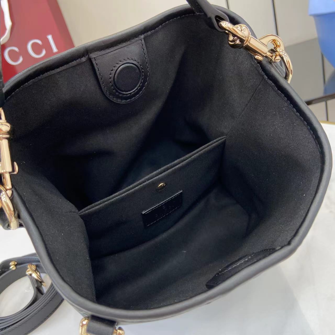 Gucci GG Emblem Small Bucket Bag  - DopestKickz