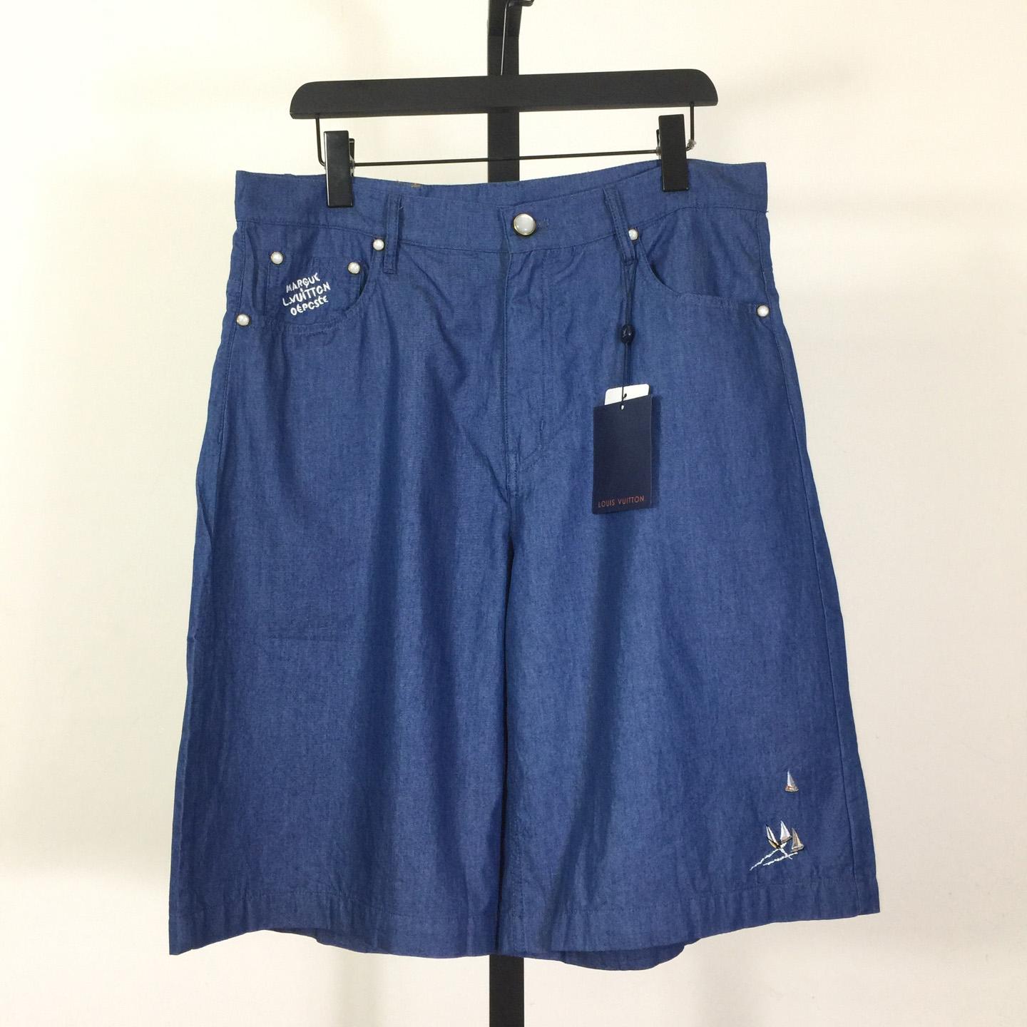 Louis Vuitton Embroidered Chambray Shorts   1AHVBT - DopestKickz