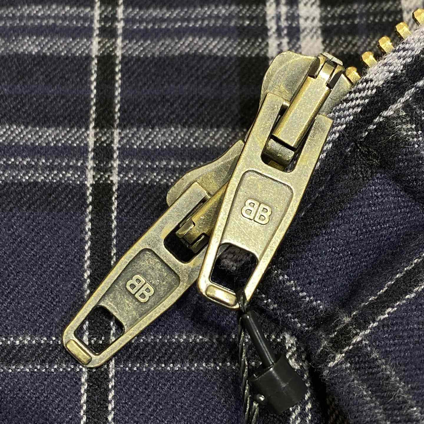 Balenciaga SS25 Logo Embroidered Hooded Check Jacket - DopestKickz