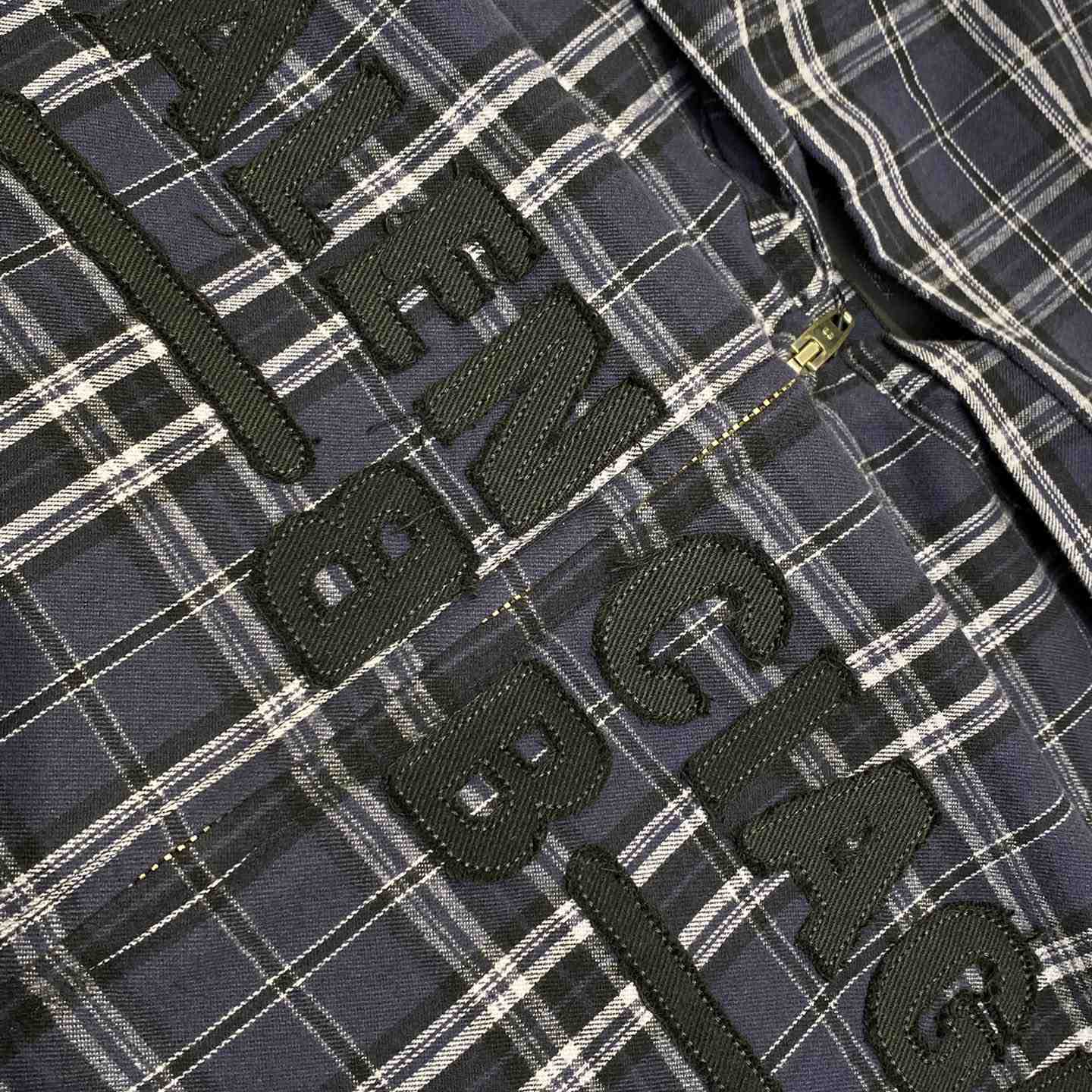 Balenciaga SS25 Logo Embroidered Hooded Check Jacket - DopestKickz