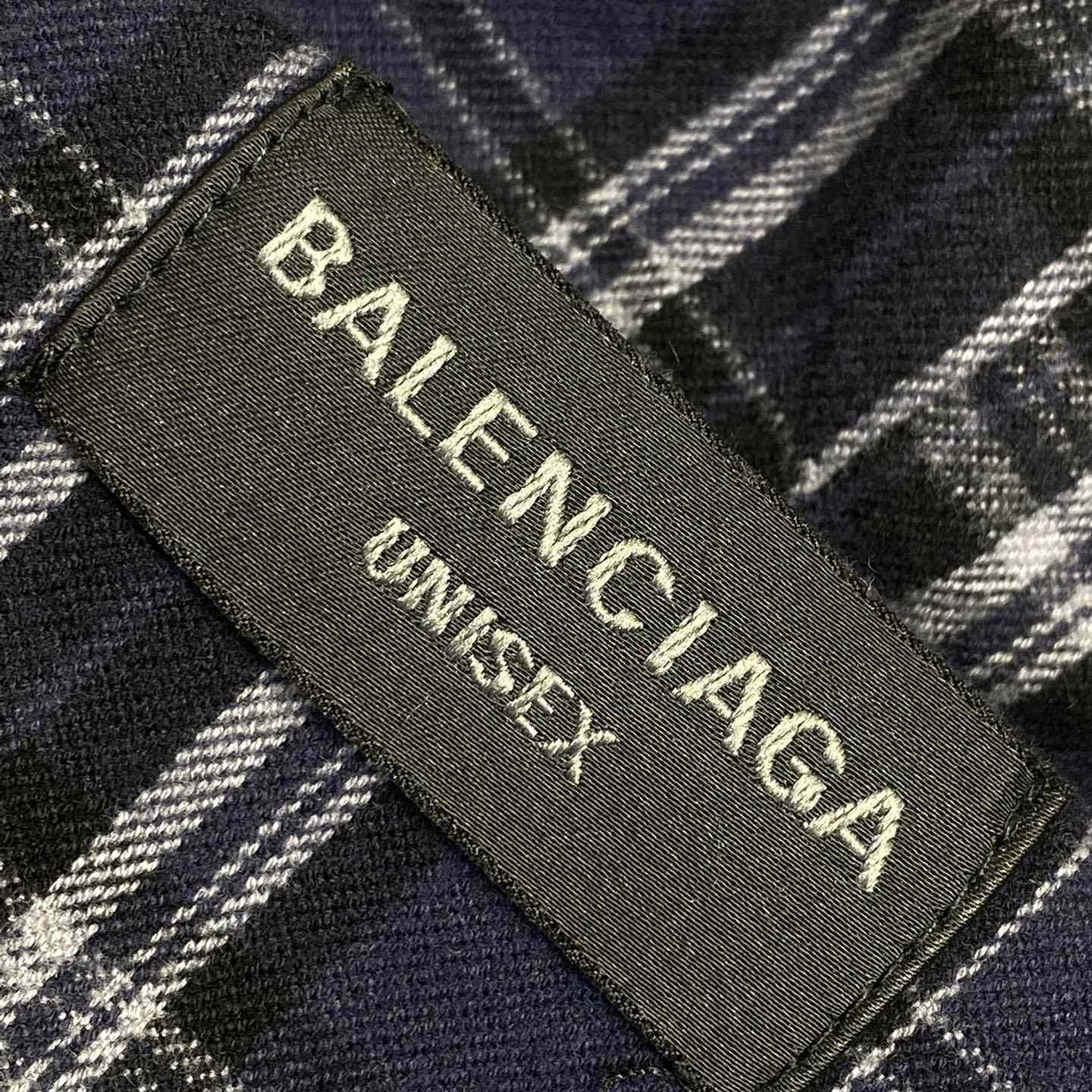 Balenciaga SS25 Logo Embroidered Hooded Check Jacket - DopestKickz