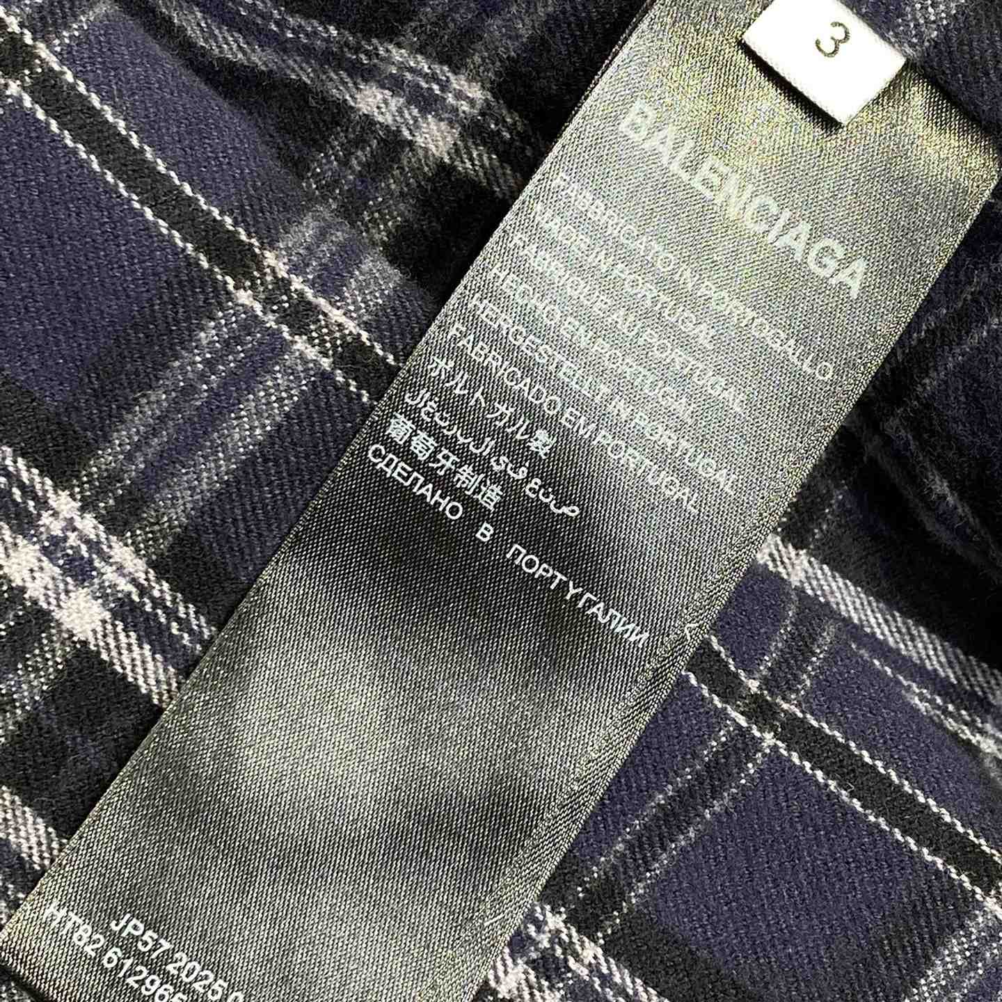 Balenciaga SS25 Logo Embroidered Hooded Check Jacket - DopestKickz