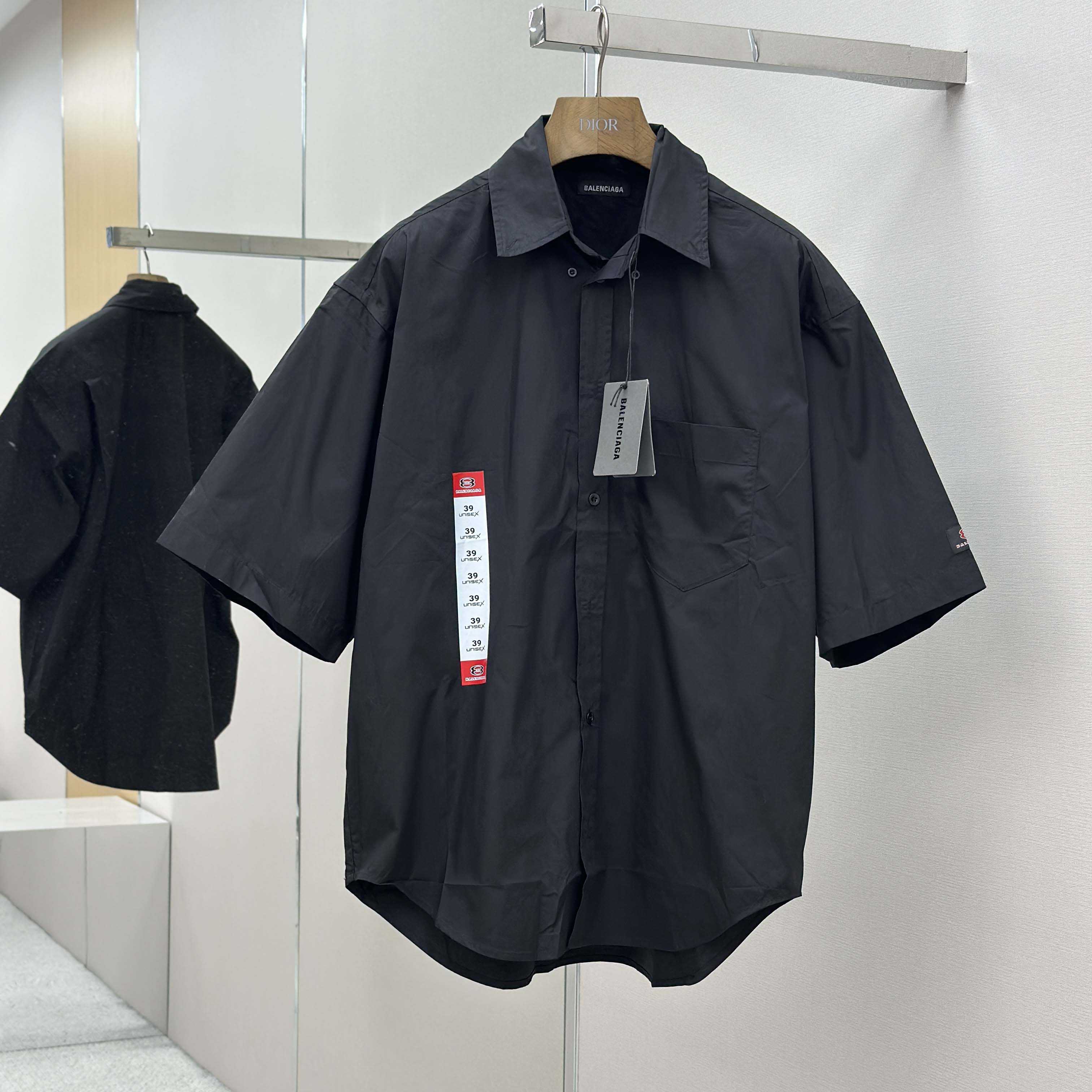 Balenciaga Workwear Short Sleeve Large Fit Shirt In Black - DopestKickz