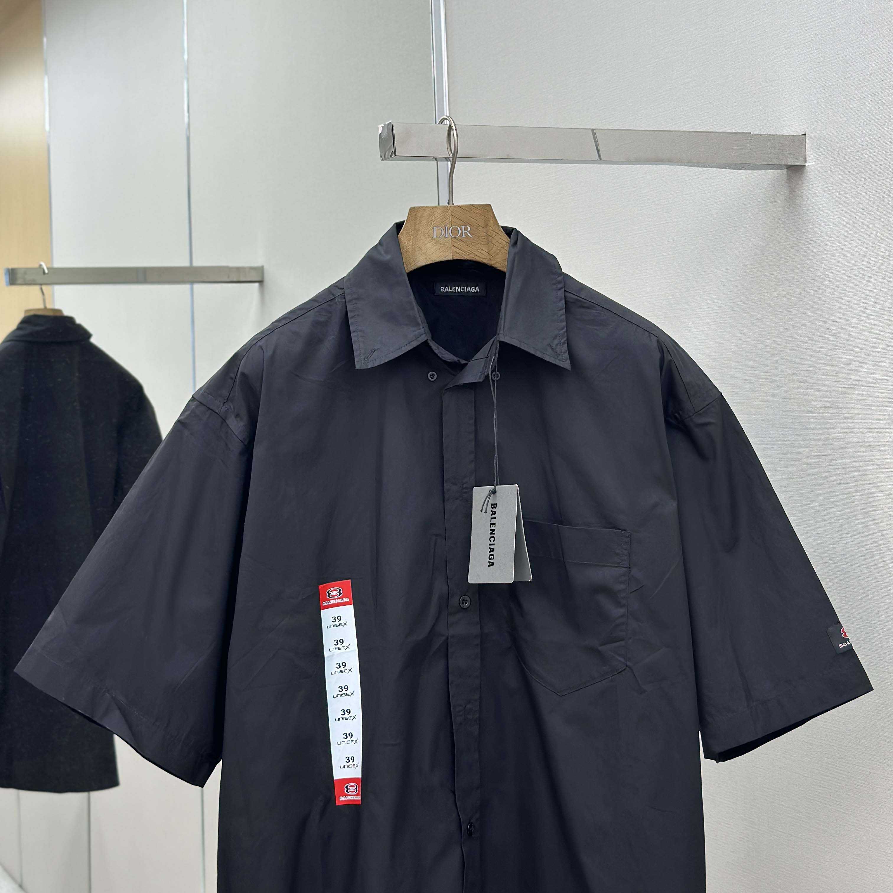 Balenciaga Workwear Short Sleeve Large Fit Shirt In Black - DopestKickz