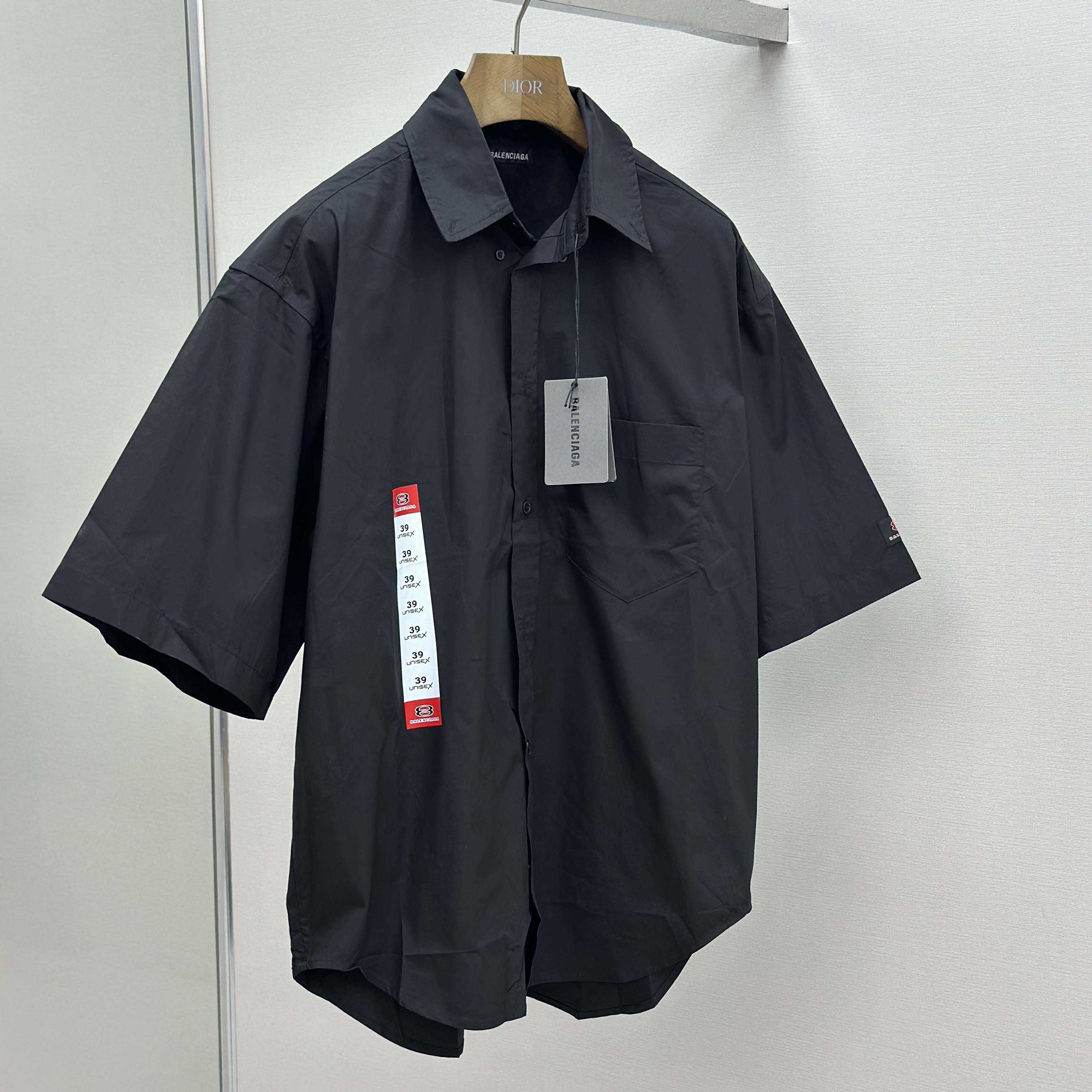 Balenciaga Workwear Short Sleeve Large Fit Shirt In Black - DopestKickz