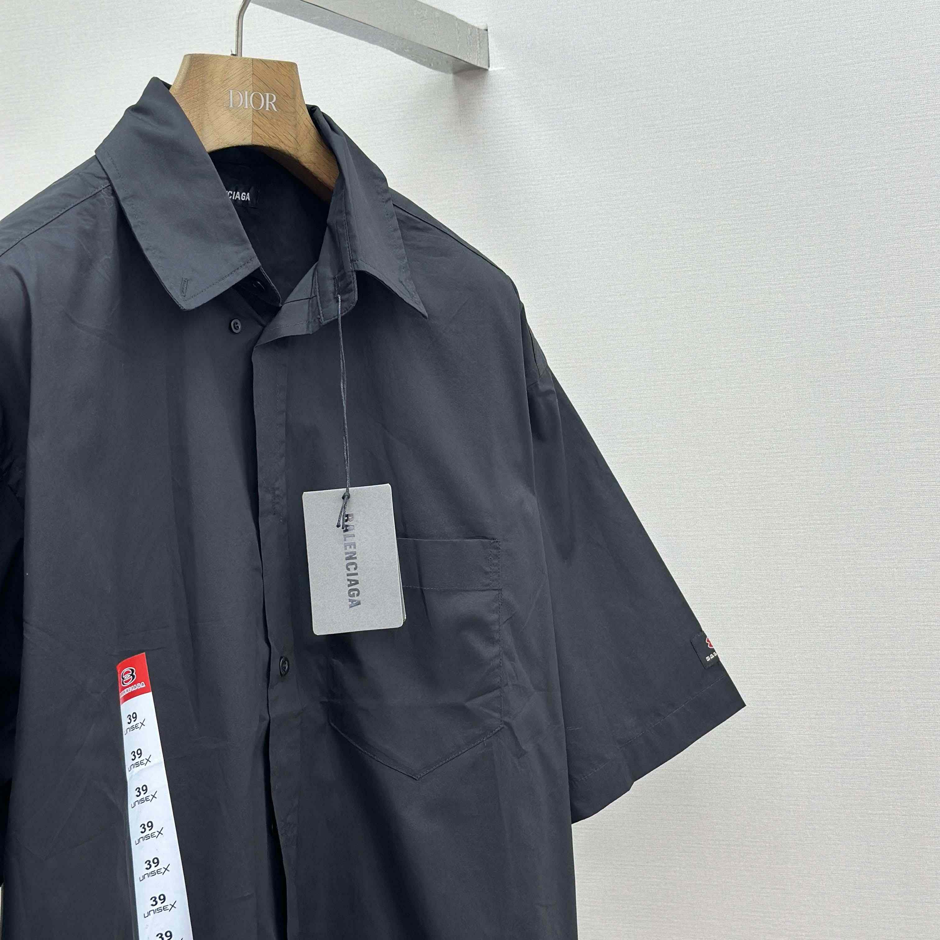 Balenciaga Workwear Short Sleeve Large Fit Shirt In Black - DopestKickz