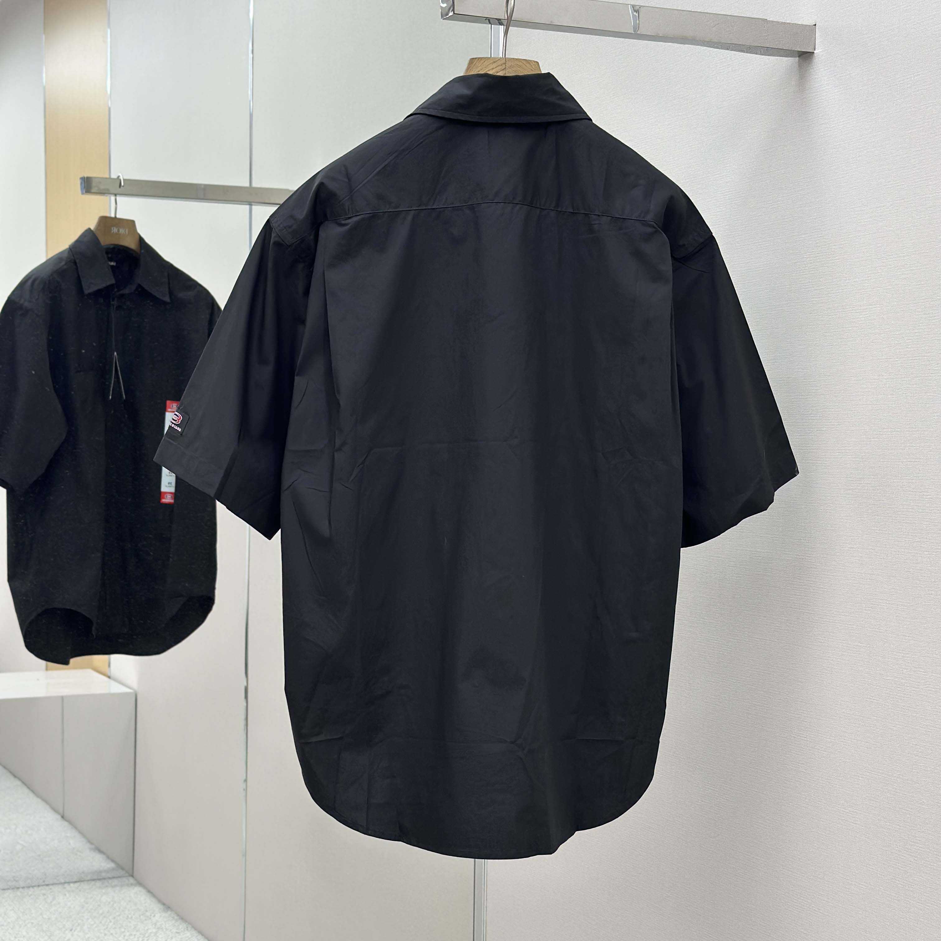 Balenciaga Workwear Short Sleeve Large Fit Shirt In Black - DopestKickz
