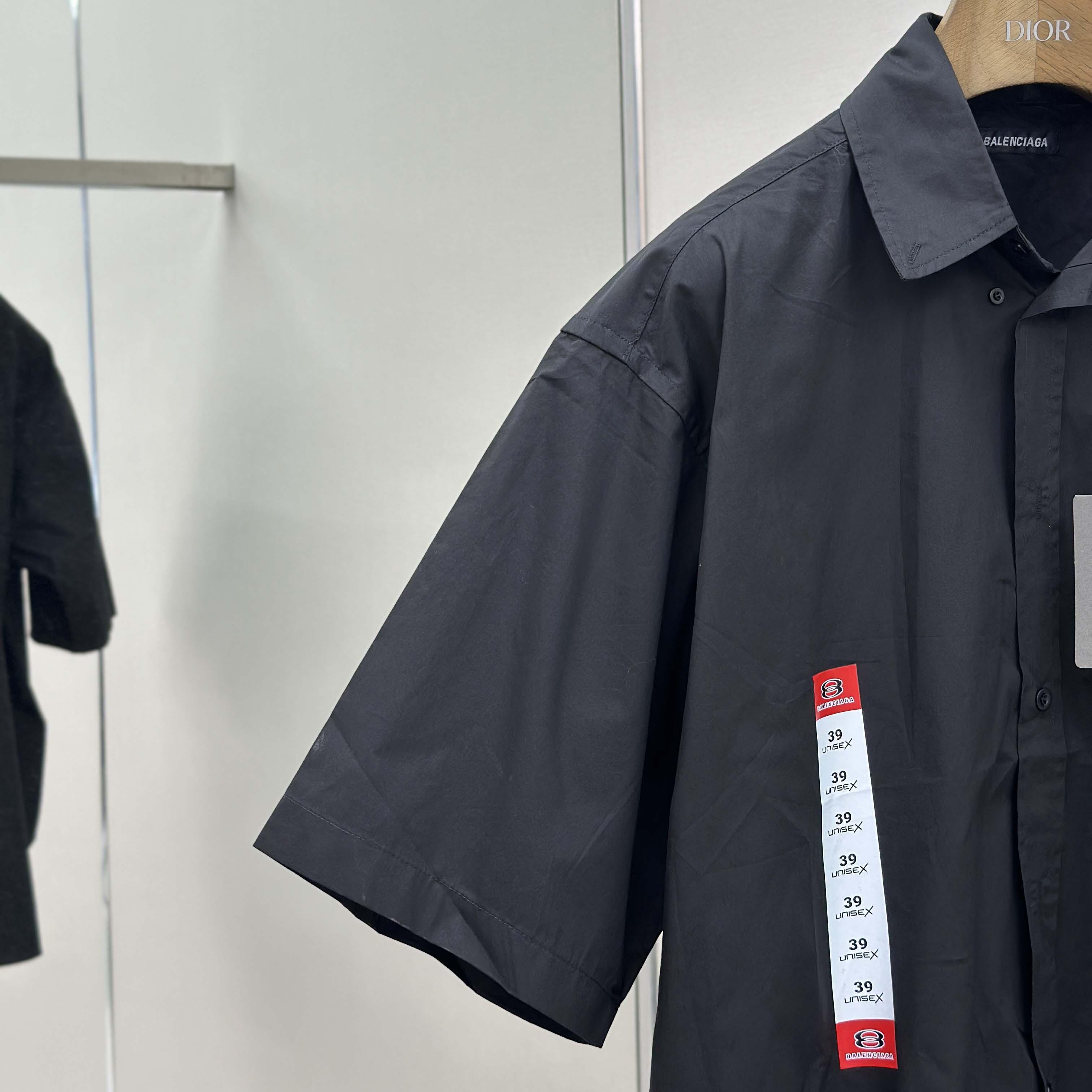 Balenciaga Workwear Short Sleeve Large Fit Shirt In Black - DopestKickz