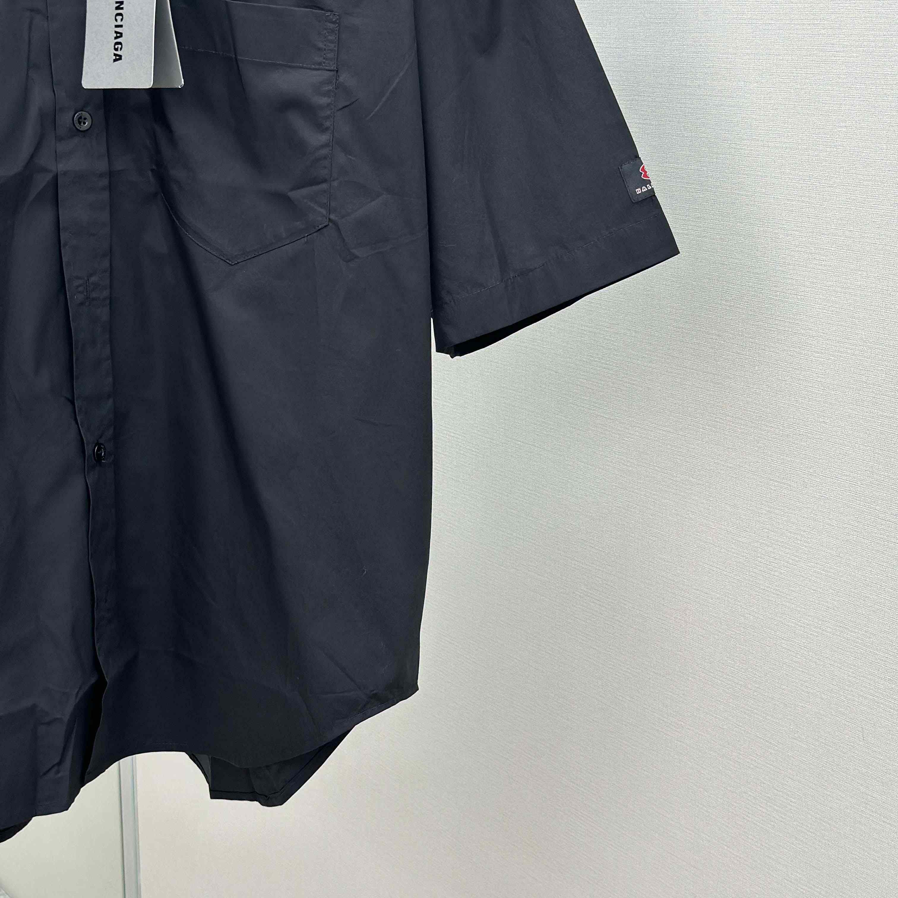 Balenciaga Workwear Short Sleeve Large Fit Shirt In Black - DopestKickz