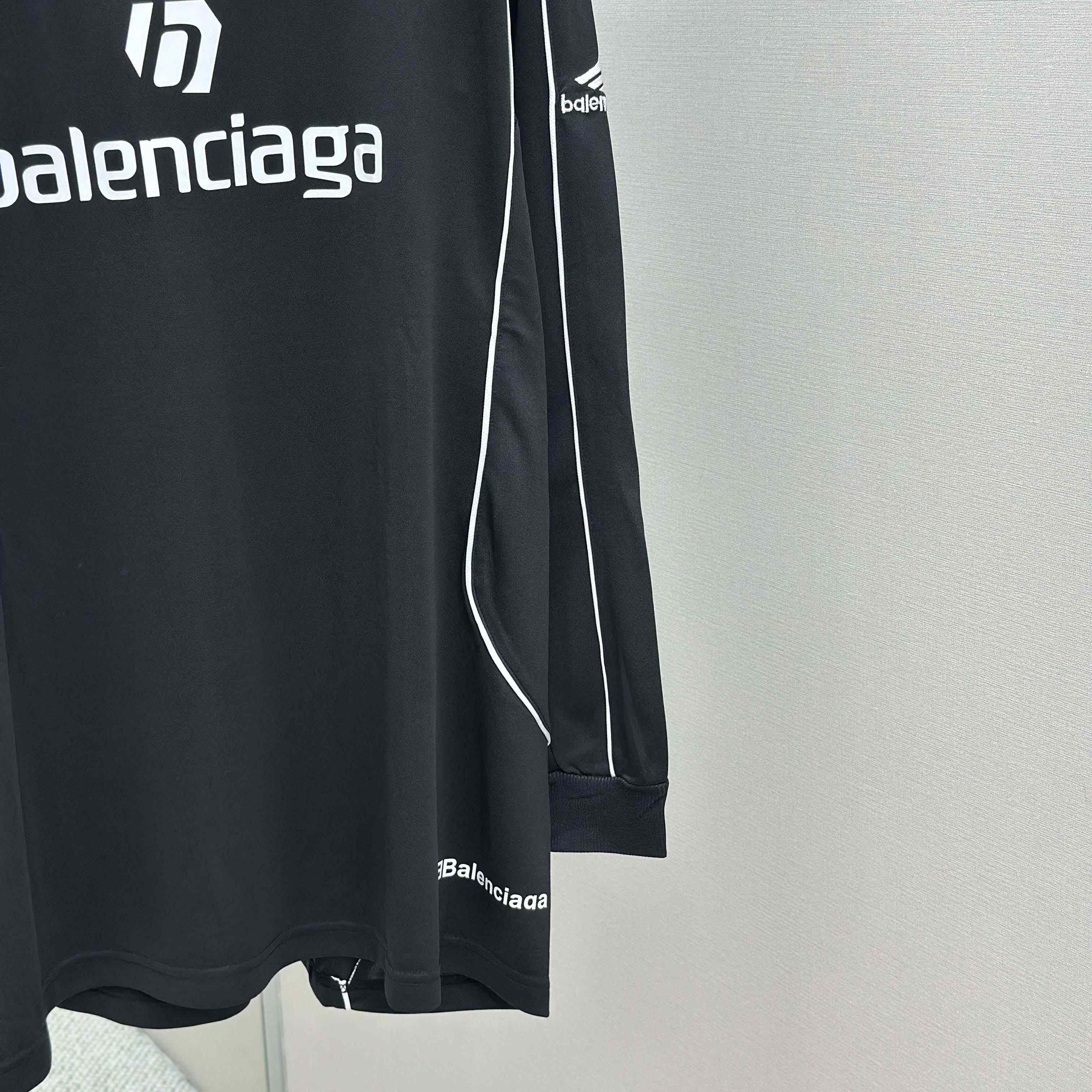Balenciaga Paris Black Long Sleeve Soccer Jersey - DopestKickz