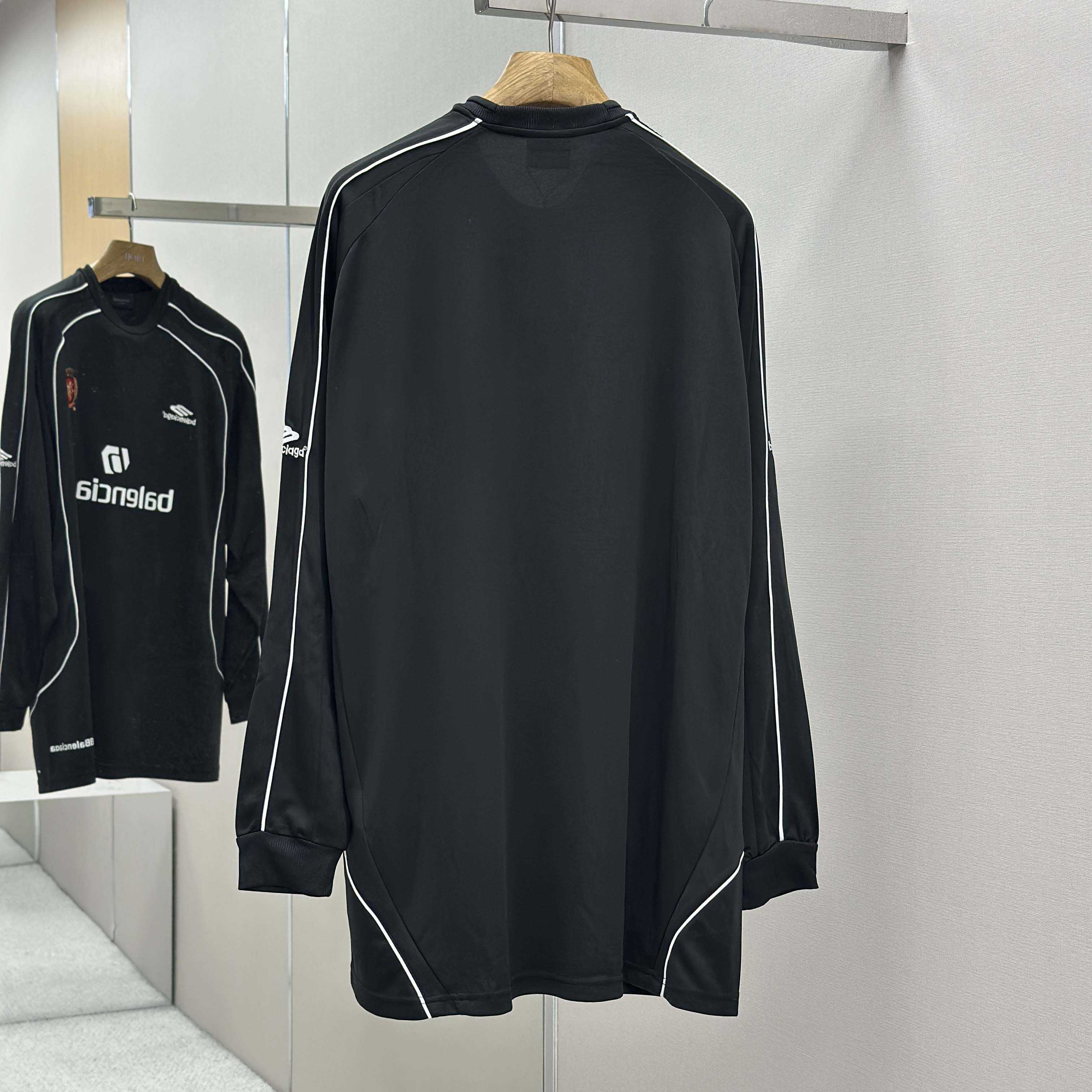 Balenciaga Paris Black Long Sleeve Soccer Jersey - DopestKickz