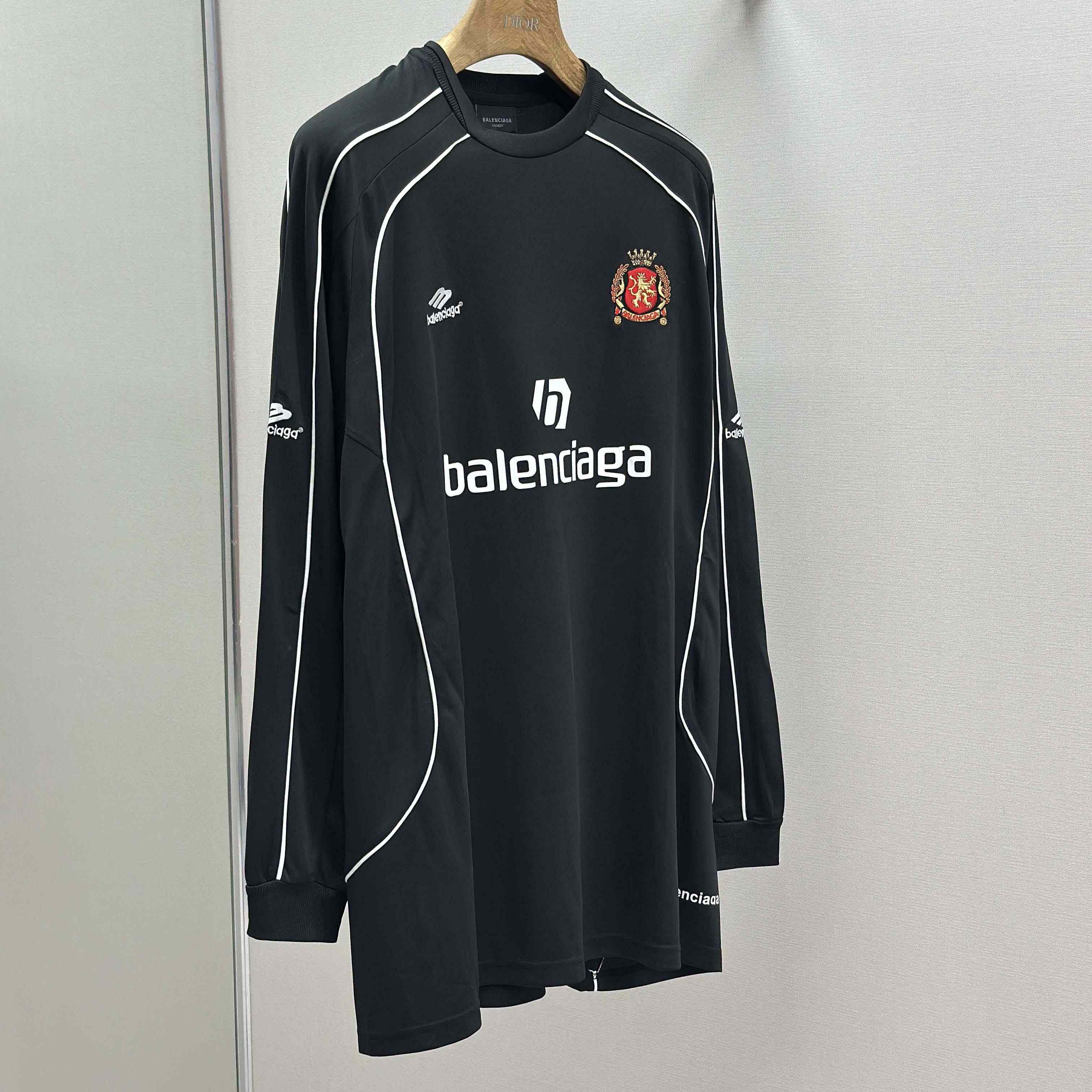 Balenciaga Paris Black Long Sleeve Soccer Jersey - DopestKickz