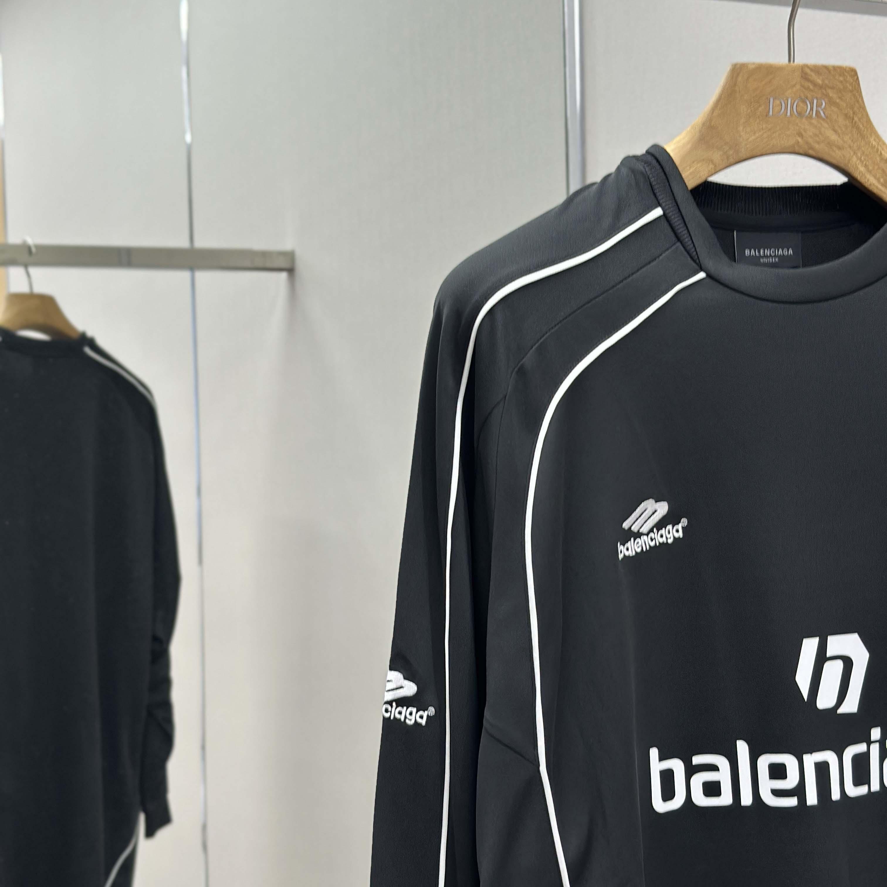 Balenciaga Paris Black Long Sleeve Soccer Jersey - DopestKickz