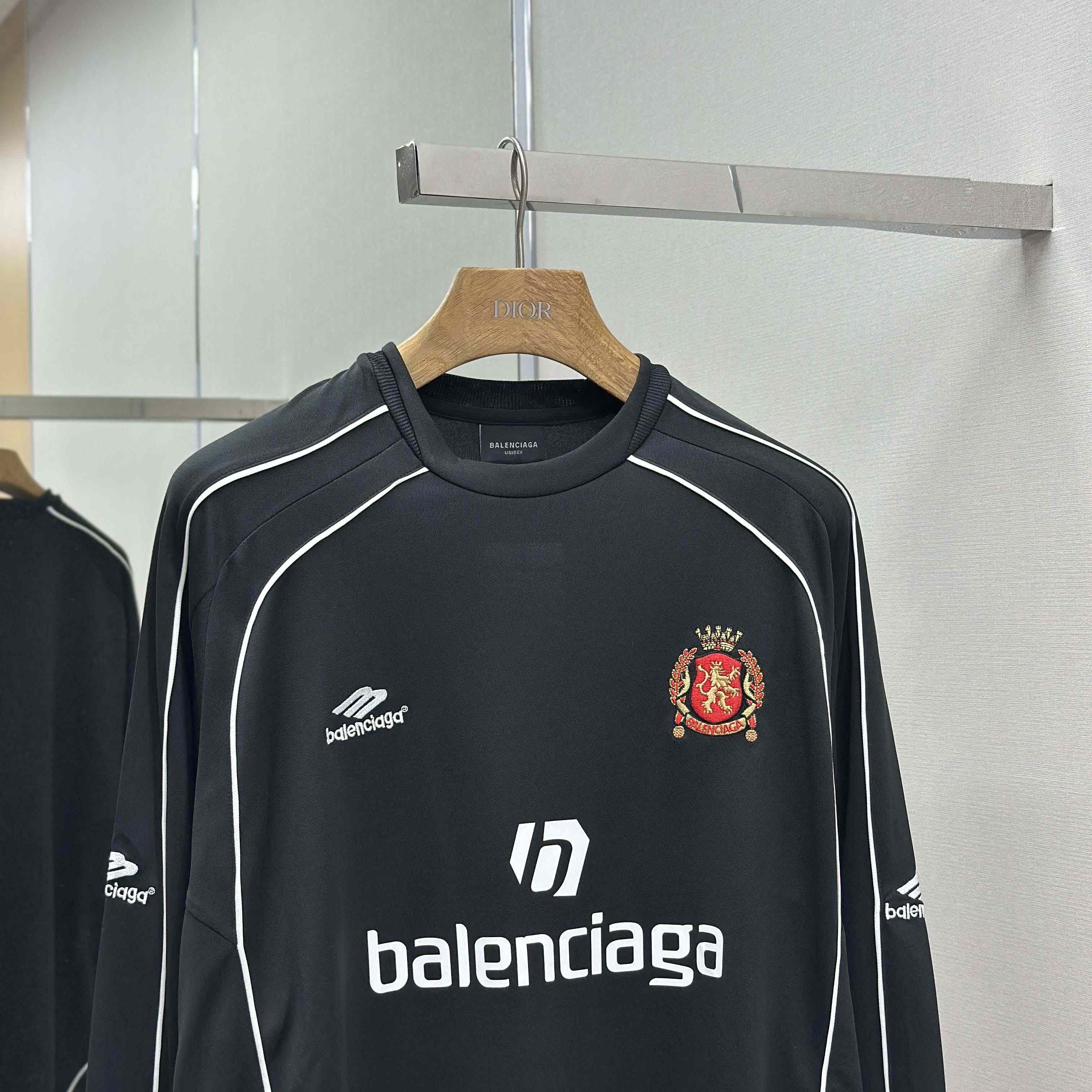 Balenciaga Paris Black Long Sleeve Soccer Jersey - DopestKickz