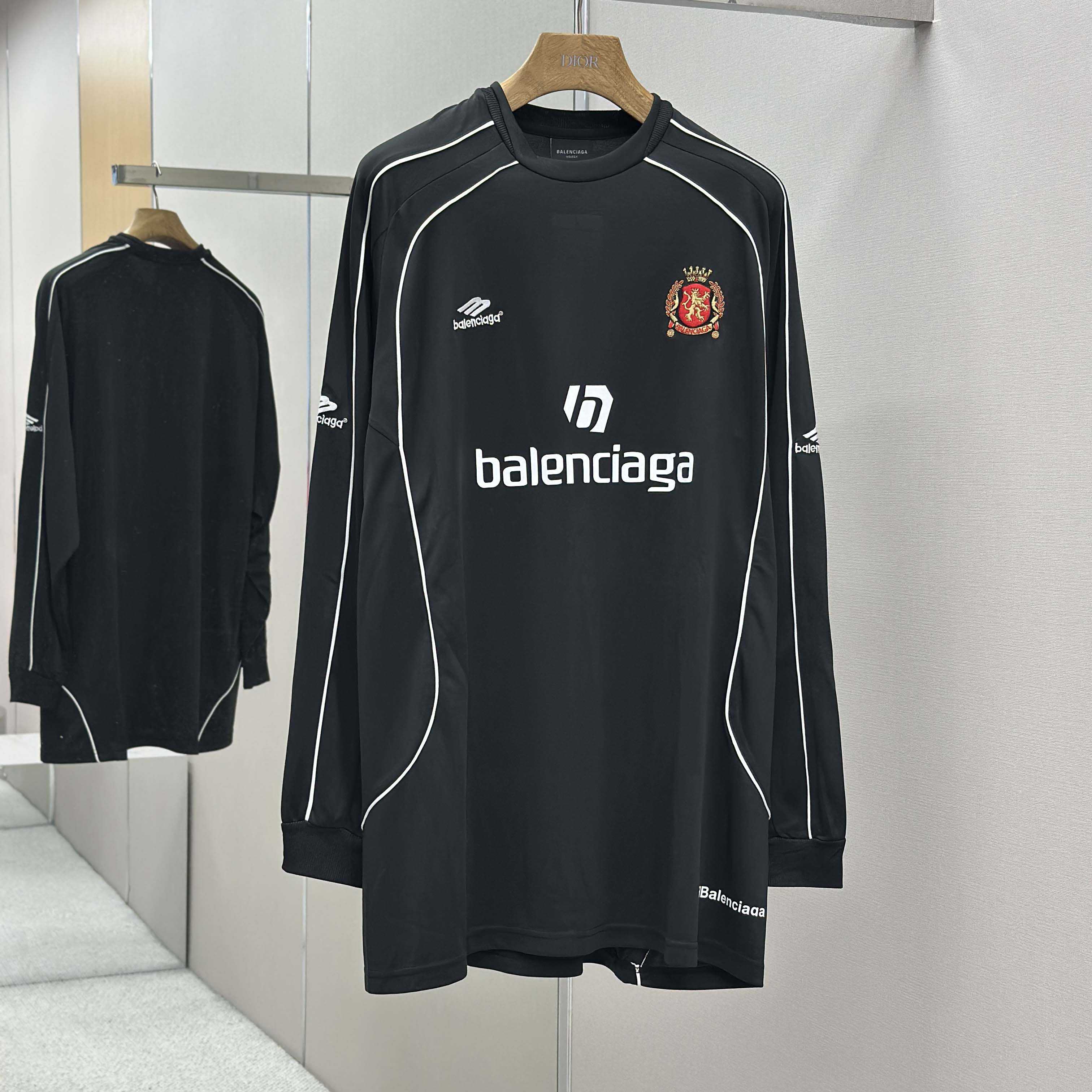 Balenciaga Paris Black Long Sleeve Soccer Jersey - DopestKickz