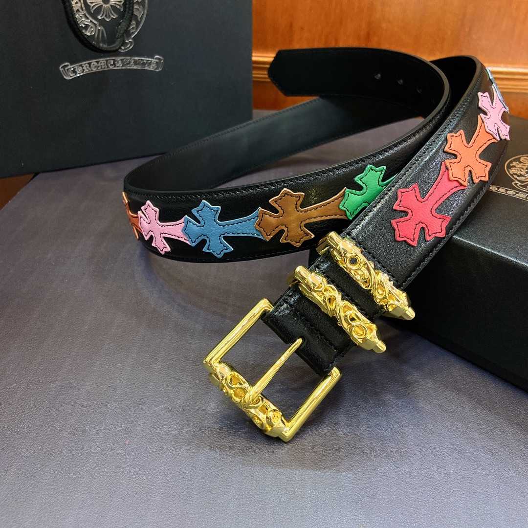Chrome Hearts Leather Belt    3.8cm - DopestKickz