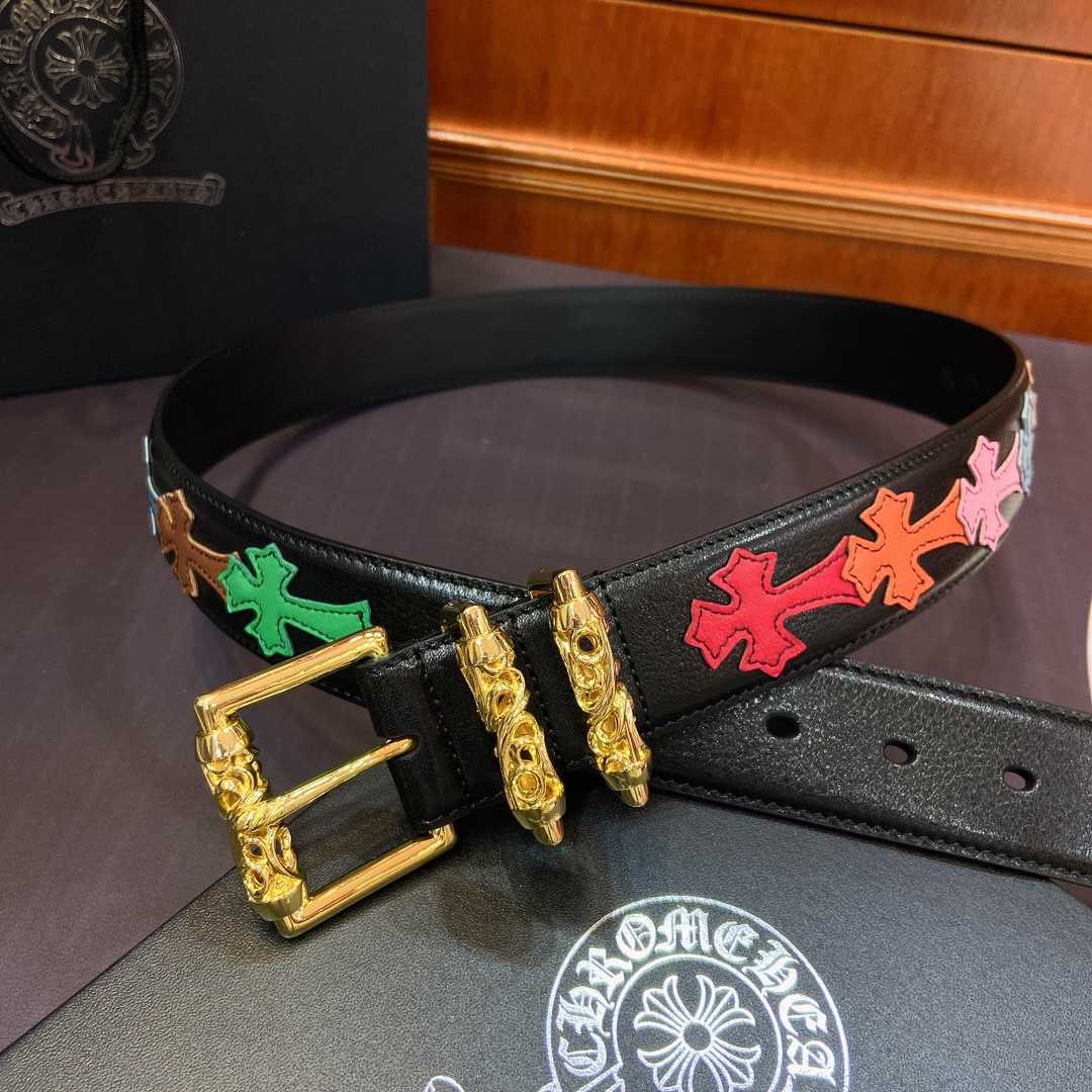 Chrome Hearts Leather Belt    3.8cm - DopestKickz