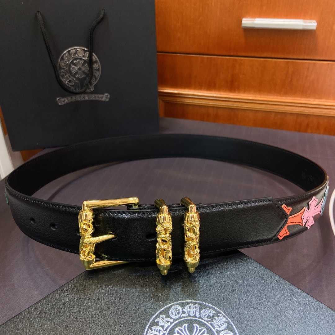 Chrome Hearts Leather Belt    3.8cm - DopestKickz