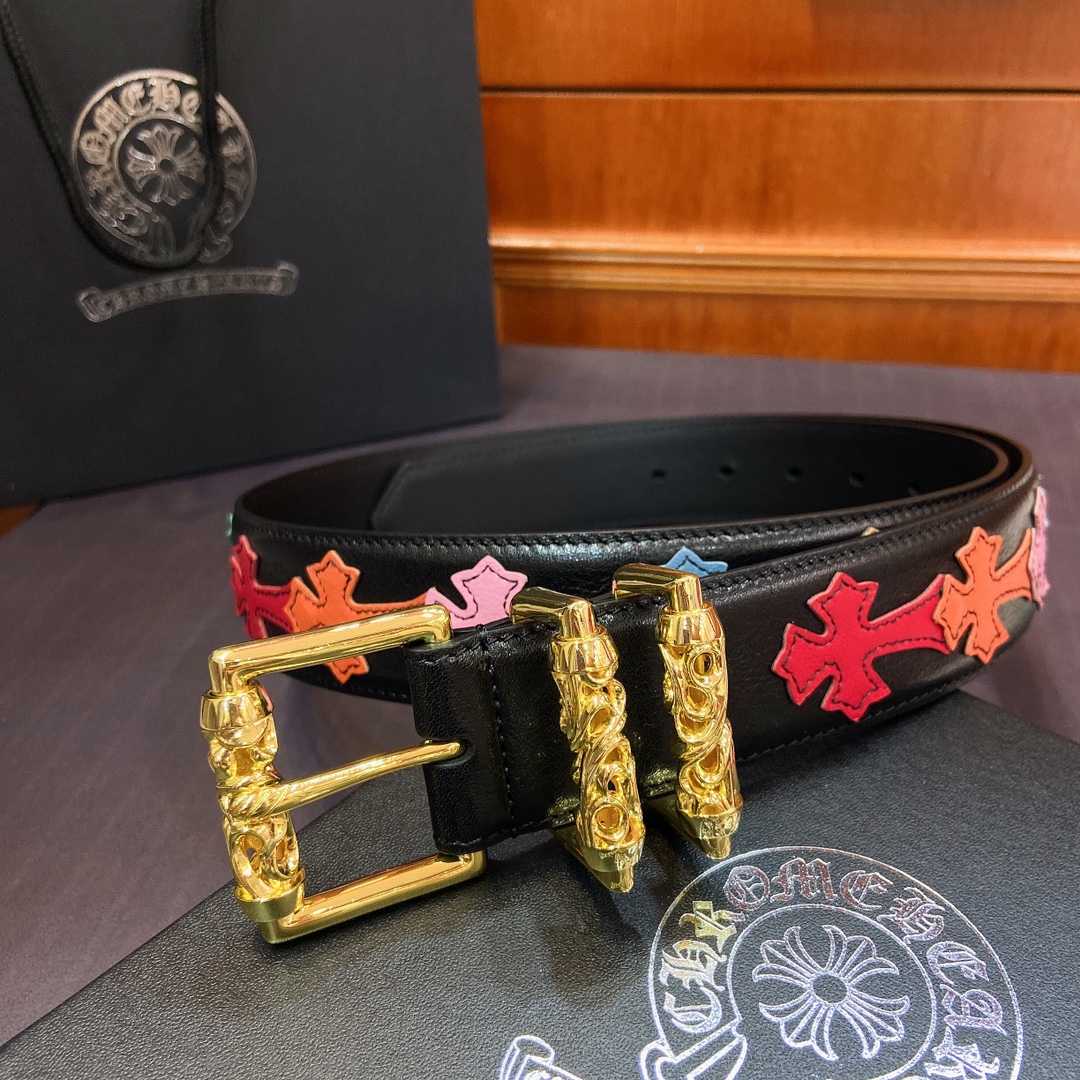 Chrome Hearts Leather Belt    3.8cm - DopestKickz