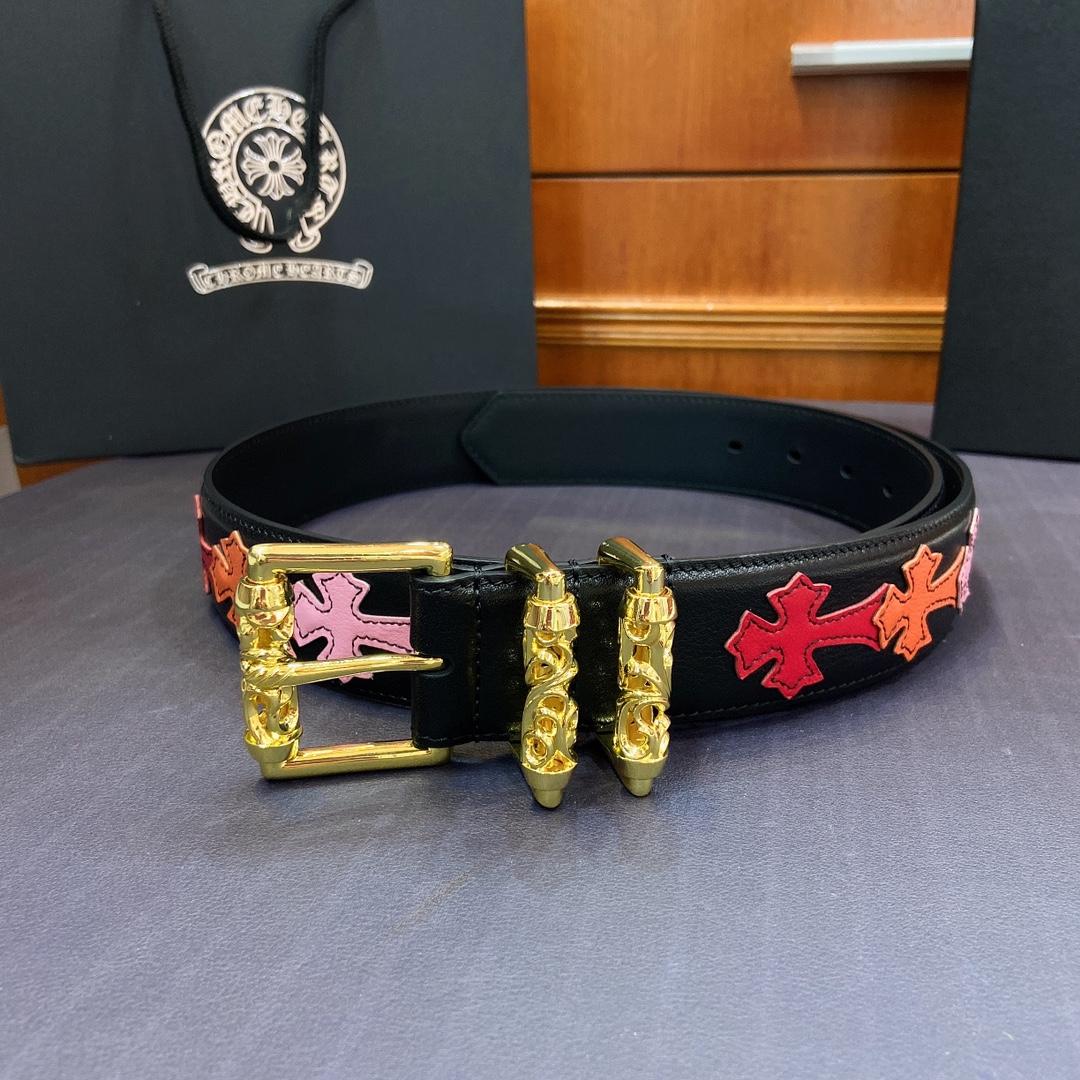 Chrome Hearts Leather Belt    3.8cm - DopestKickz