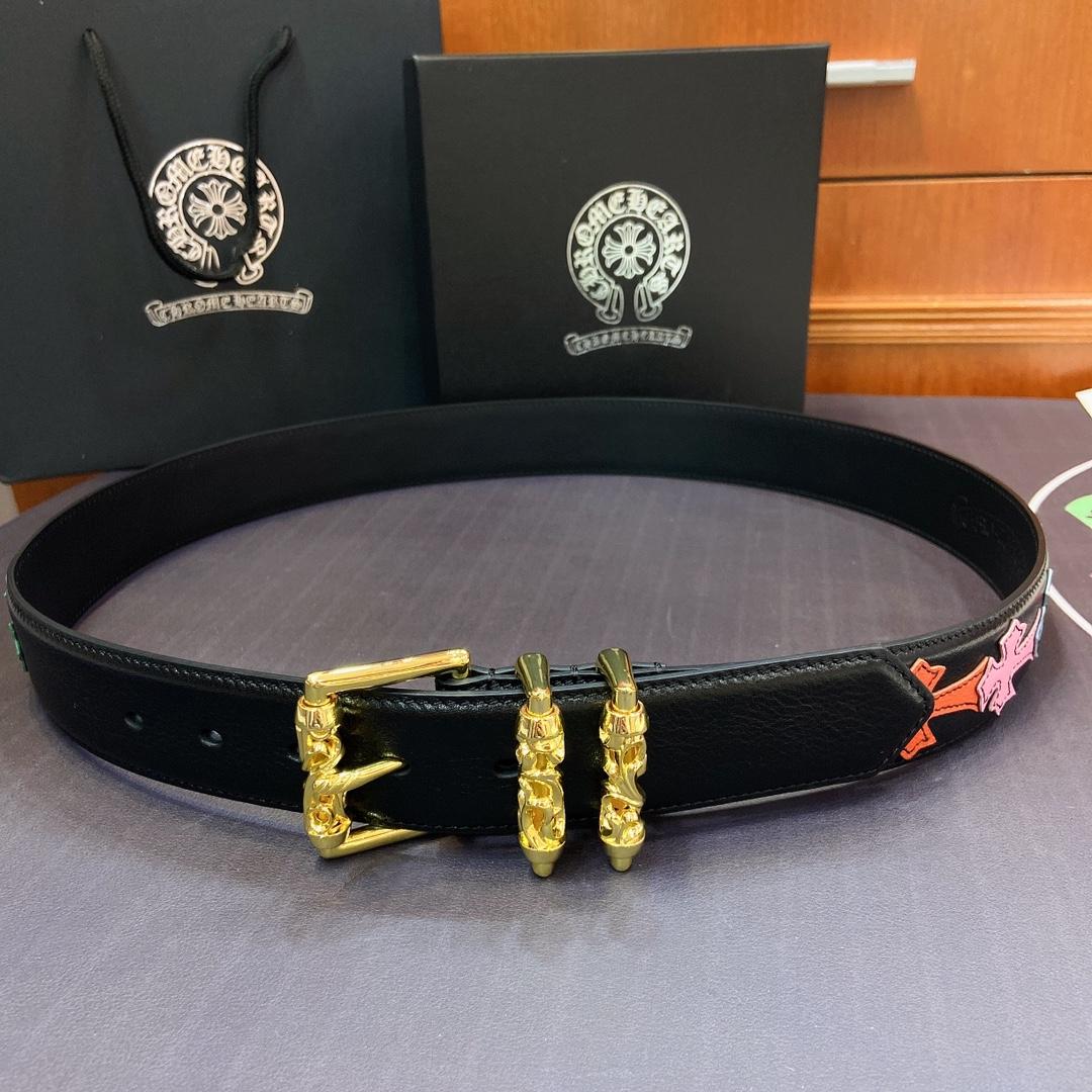 Chrome Hearts Leather Belt    3.8cm - DopestKickz