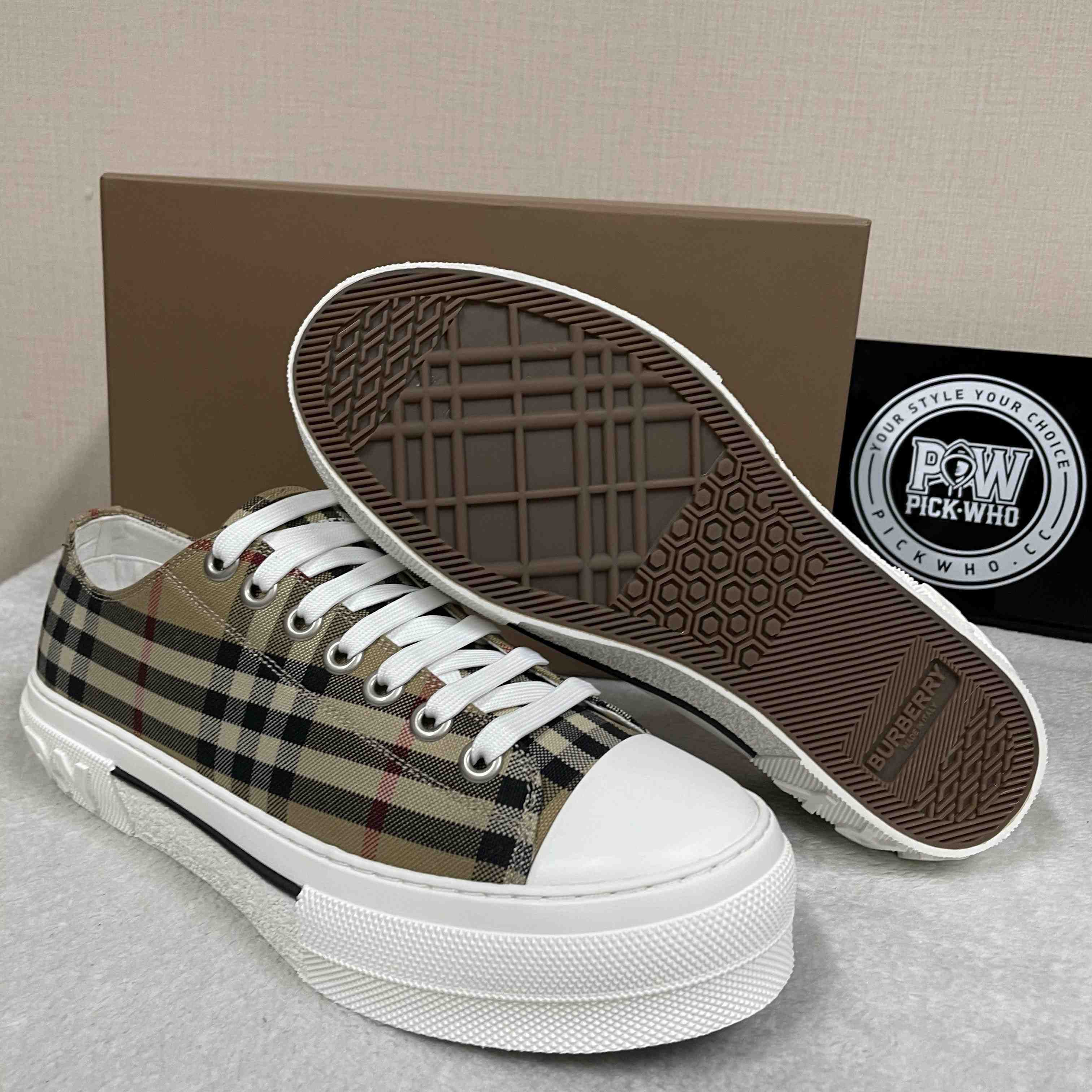 Burberry Check Low Top Sneaker - DopestKickz