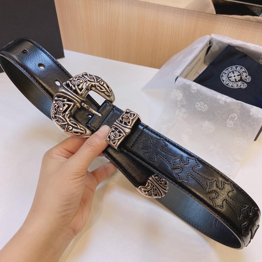 Chrome Hearts Leather Belt    3.8cm - DopestKickz