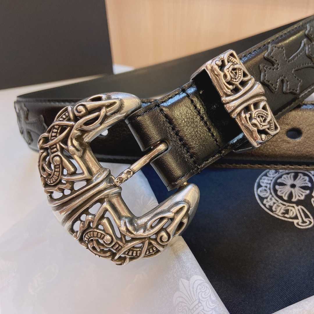Chrome Hearts Leather Belt    3.8cm - DopestKickz