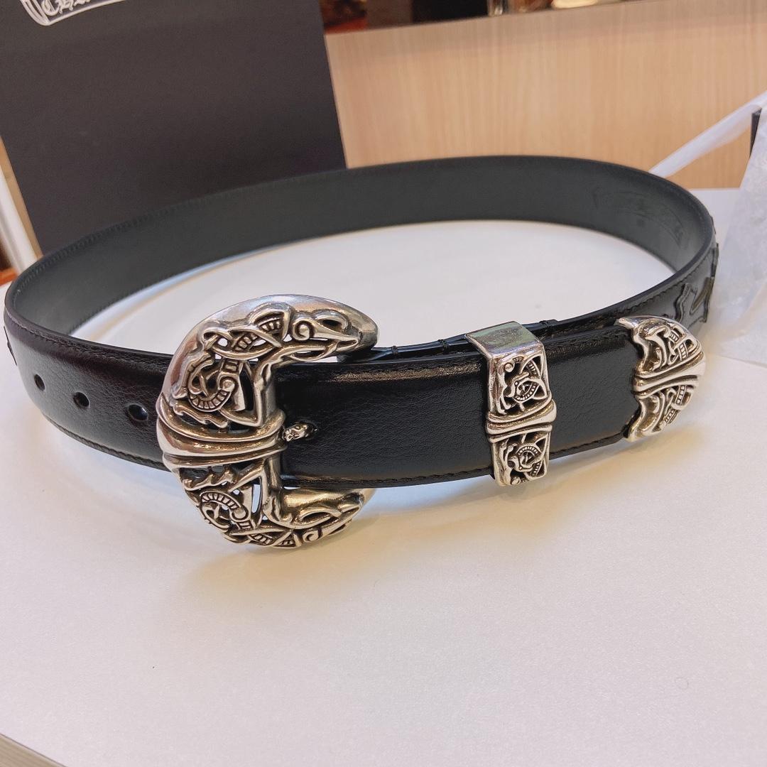 Chrome Hearts Leather Belt    3.8cm - DopestKickz