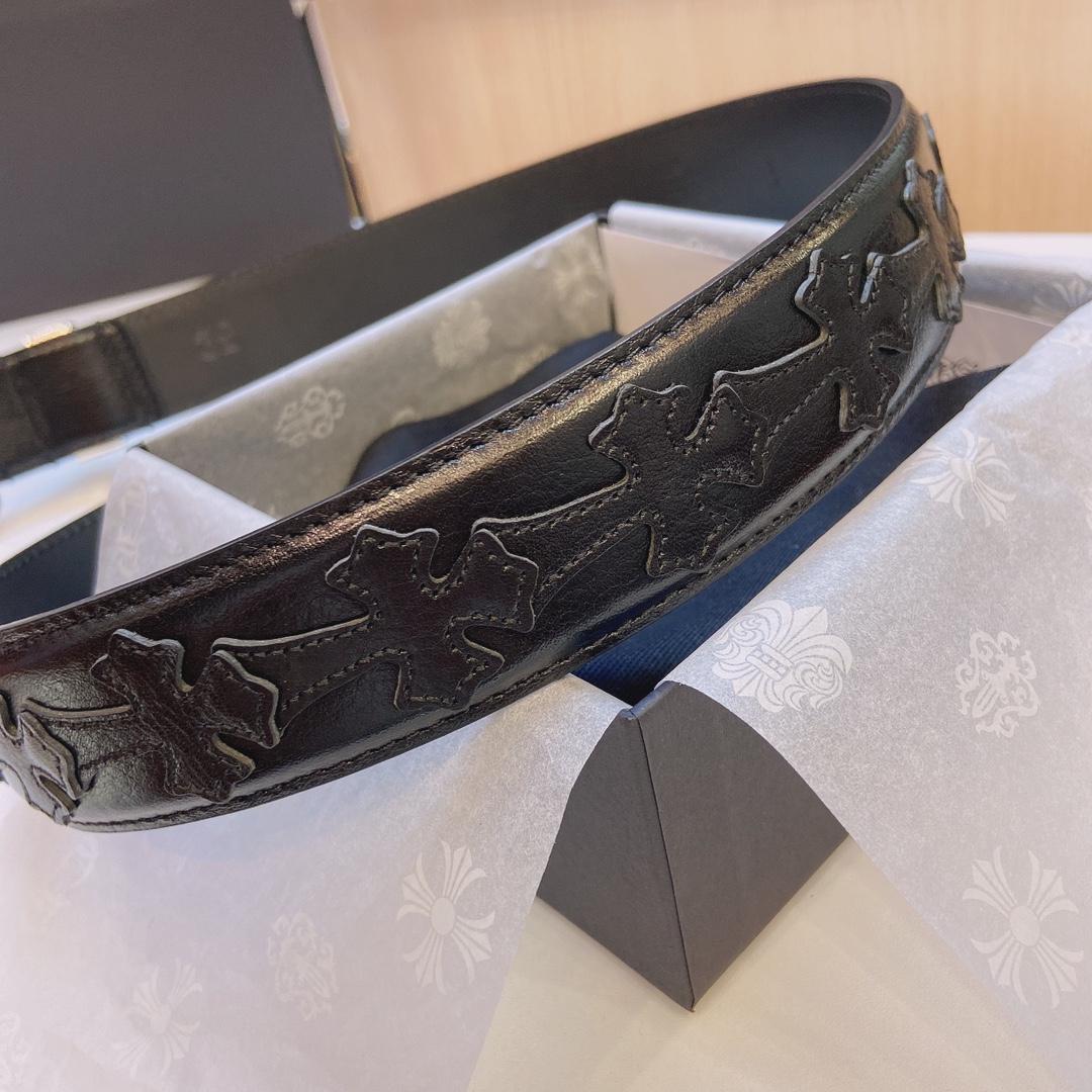 Chrome Hearts Leather Belt    3.8cm - DopestKickz