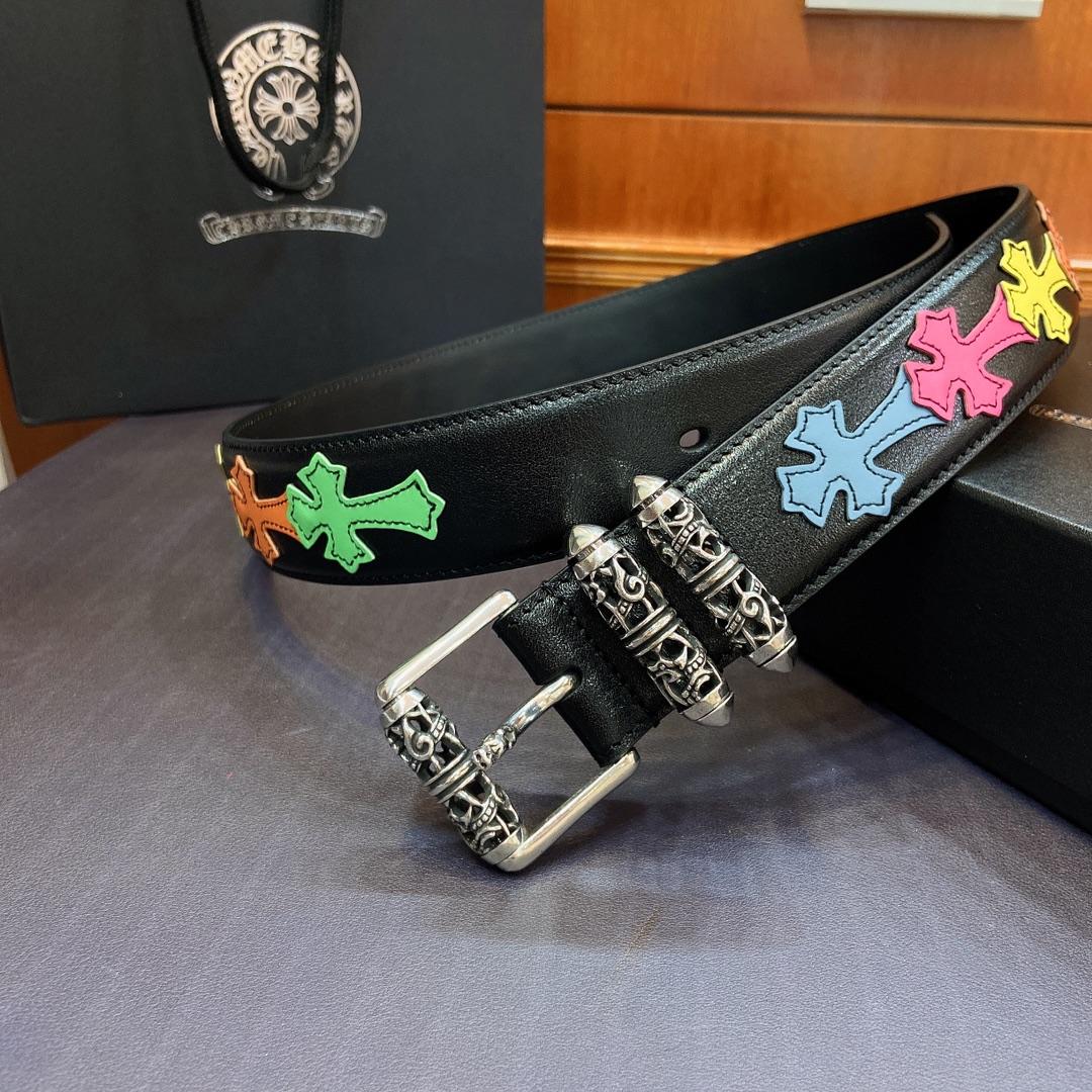 Chrome Hearts Leather Belt    3.8cm - DopestKickz