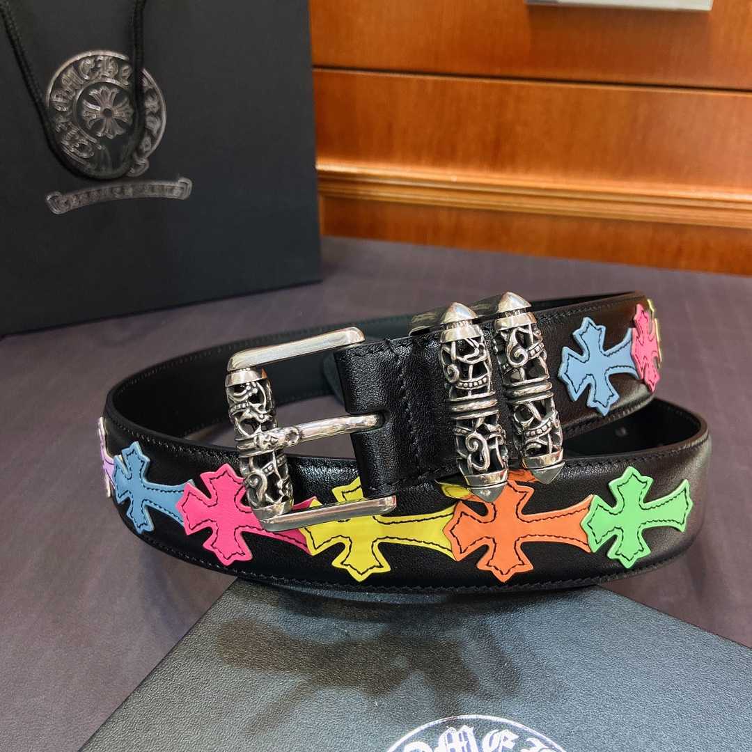 Chrome Hearts Leather Belt    3.8cm - DopestKickz