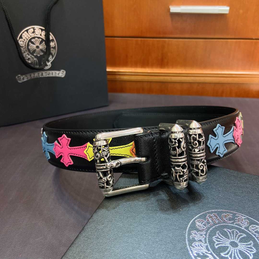 Chrome Hearts Leather Belt    3.8cm - DopestKickz