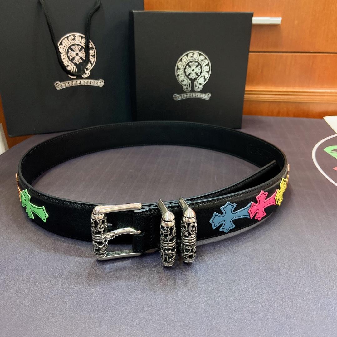 Chrome Hearts Leather Belt    3.8cm - DopestKickz