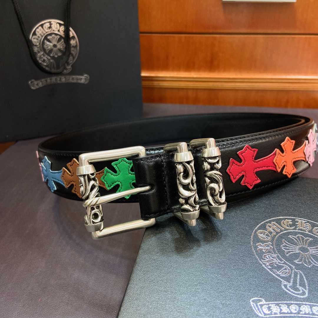 Chrome Hearts Leather Belt    3.8cm - DopestKickz