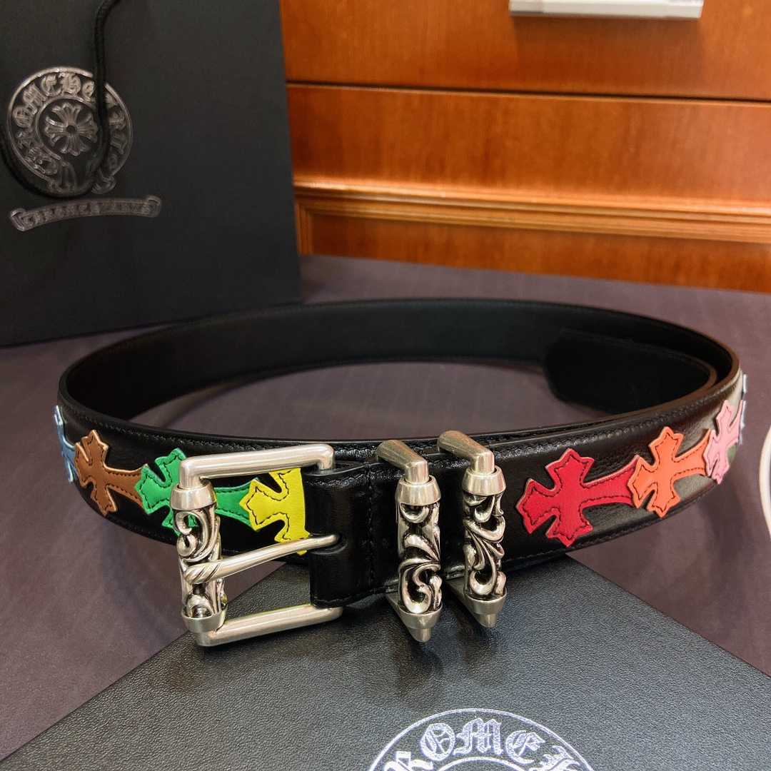 Chrome Hearts Leather Belt    3.8cm - DopestKickz