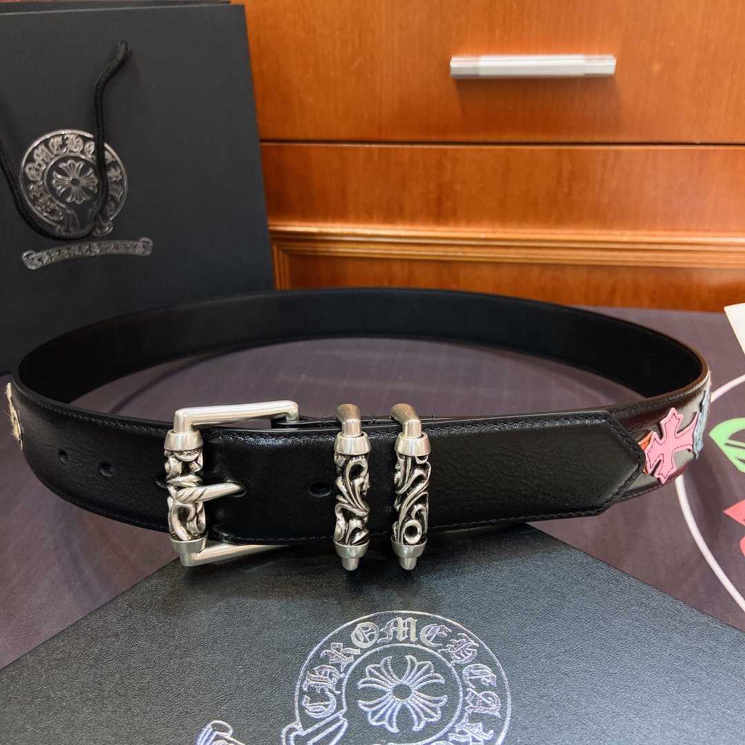 Chrome Hearts Leather Belt    3.8cm - DopestKickz