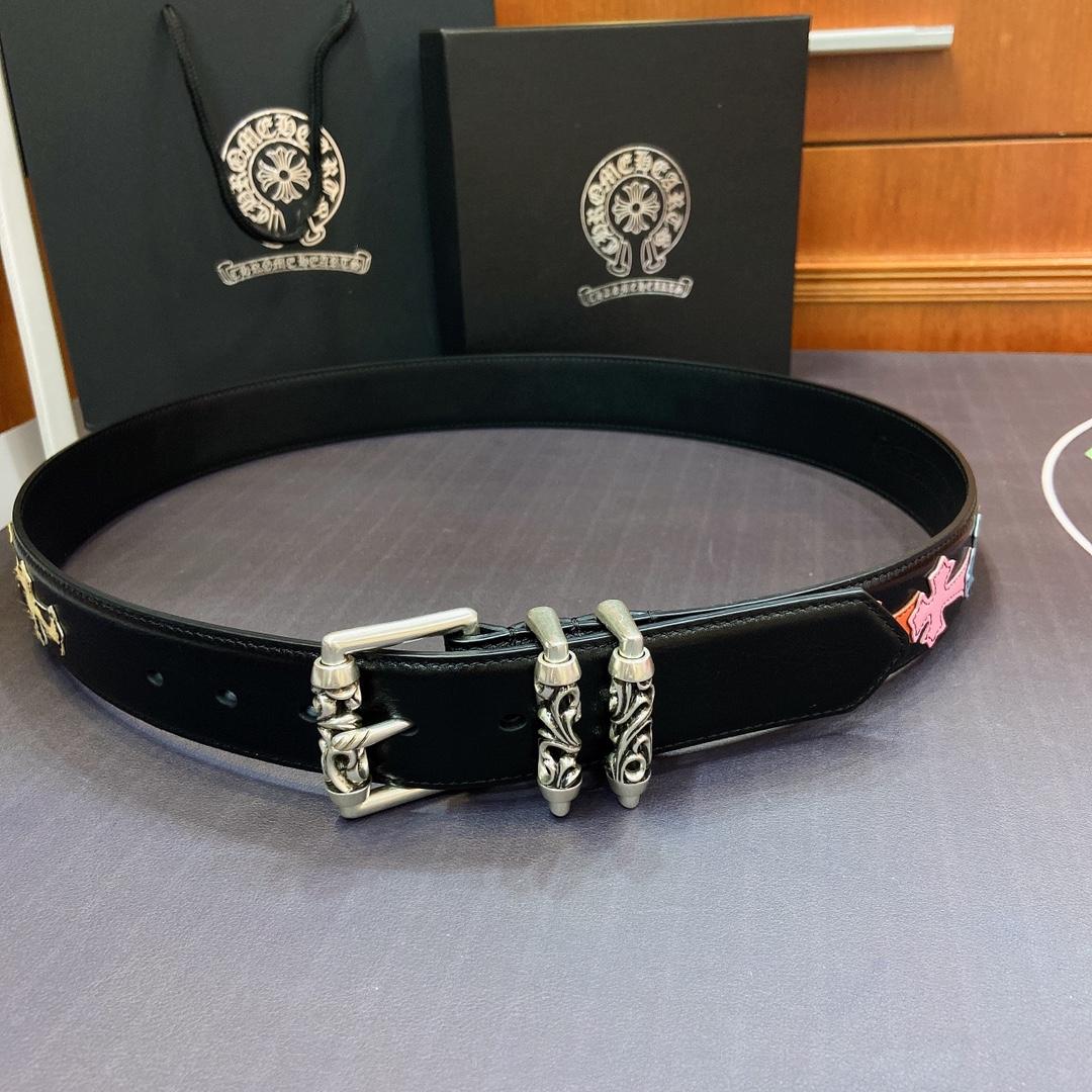 Chrome Hearts Leather Belt    3.8cm - DopestKickz