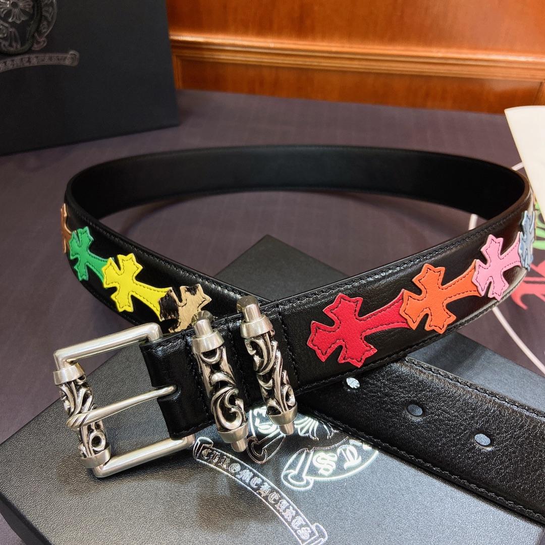 Chrome Hearts Leather Belt    3.8cm - DopestKickz