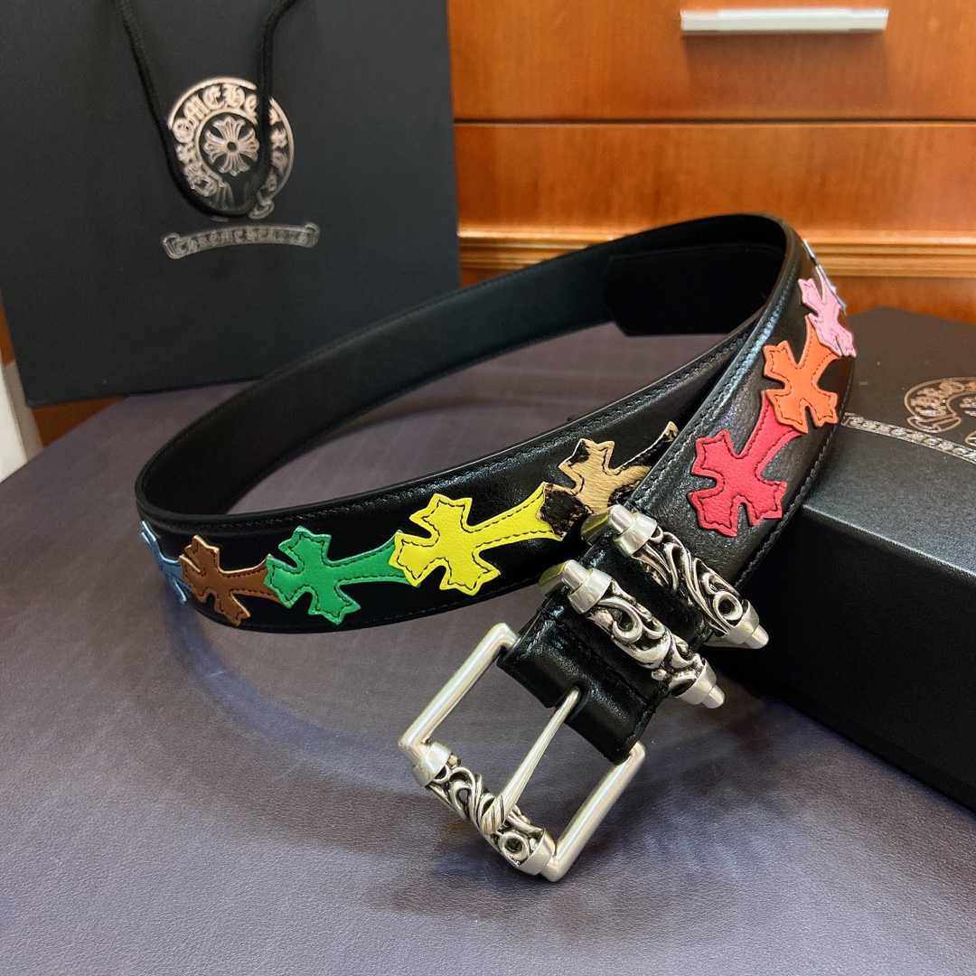 Chrome Hearts Leather Belt    3.8cm - DopestKickz