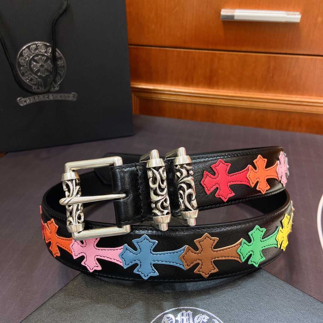 Chrome Hearts Leather Belt    3.8cm - DopestKickz
