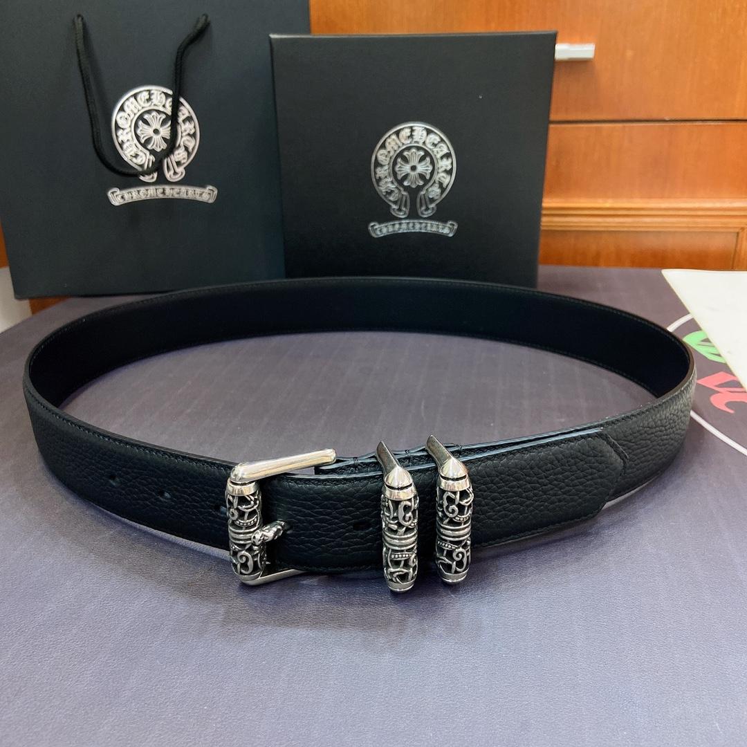 Chrome Hearts Leather Belt   - DopestKickz