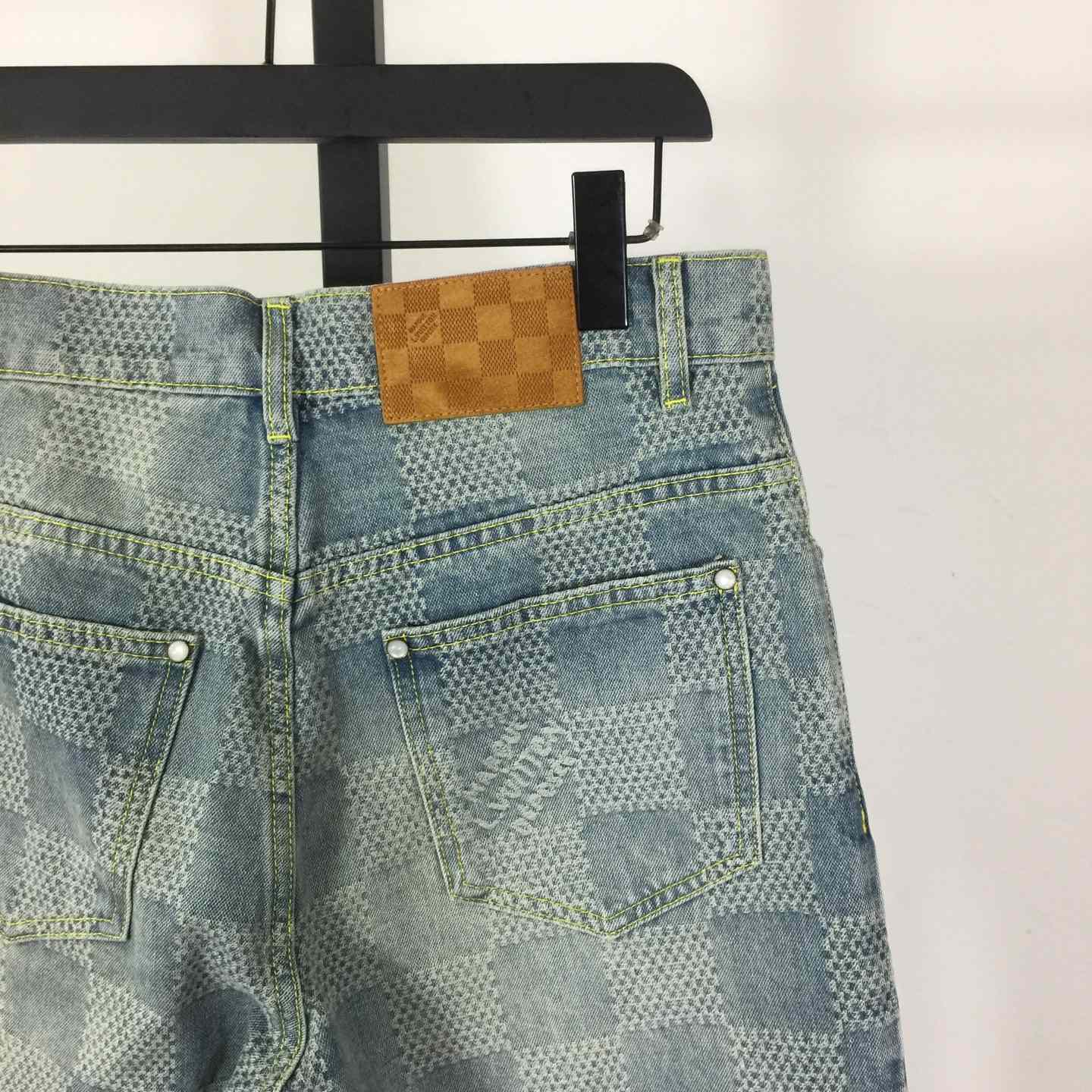 Louis Vuitton Damier 3D Light Denim Shorts   1AHVDS - DopestKickz