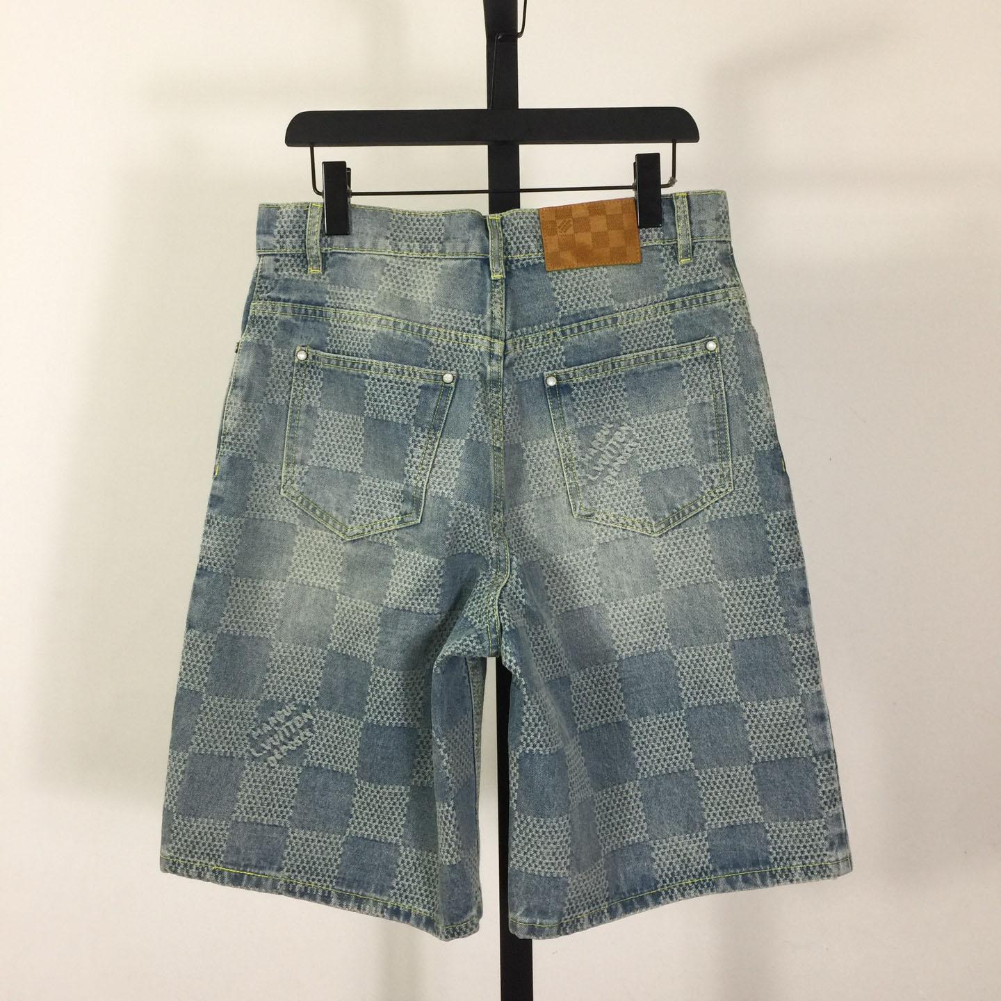 Louis Vuitton Damier 3D Light Denim Shorts   1AHVDS - DopestKickz