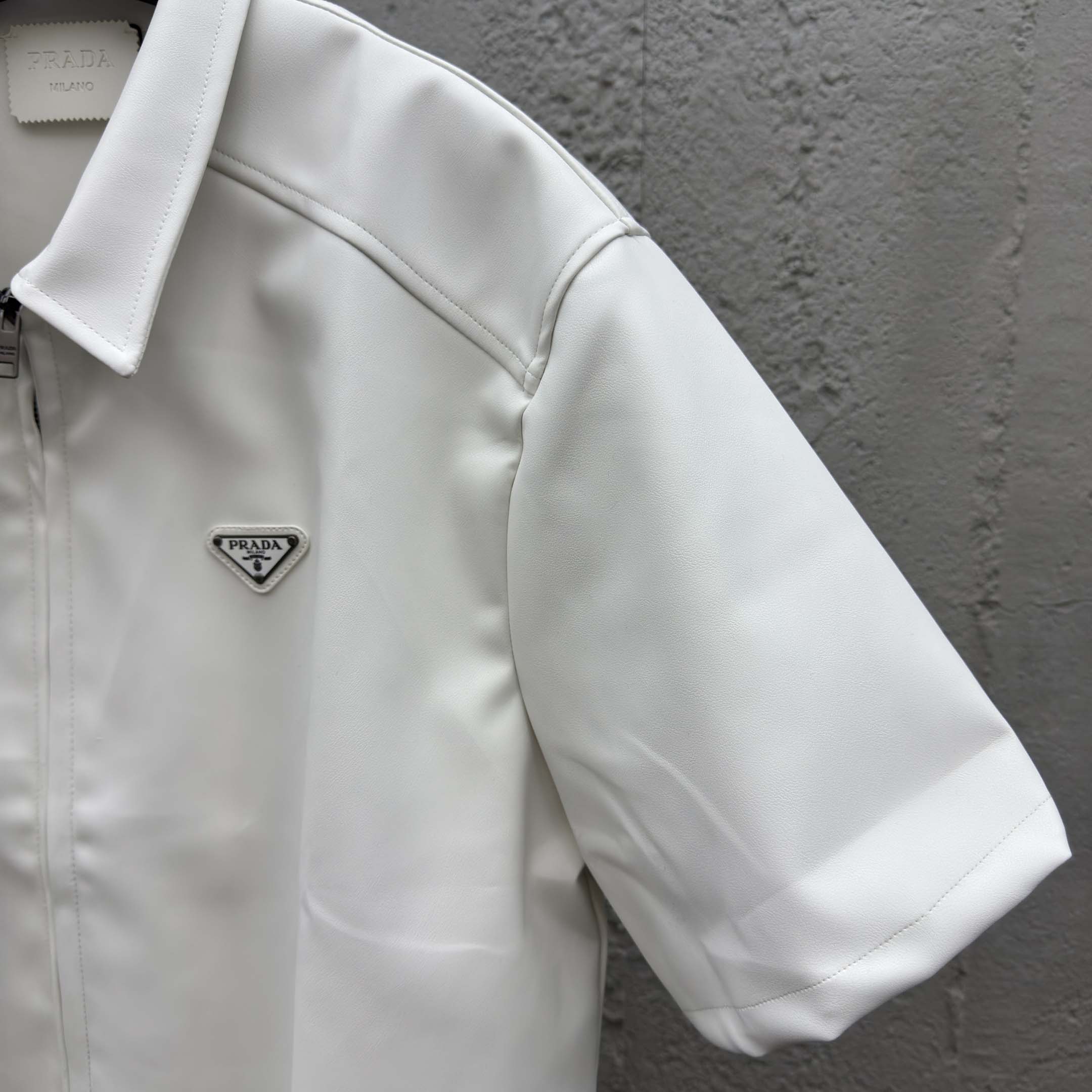 Prada Men's Nappa Leather Short-Sleeve Shirt - DopestKickz