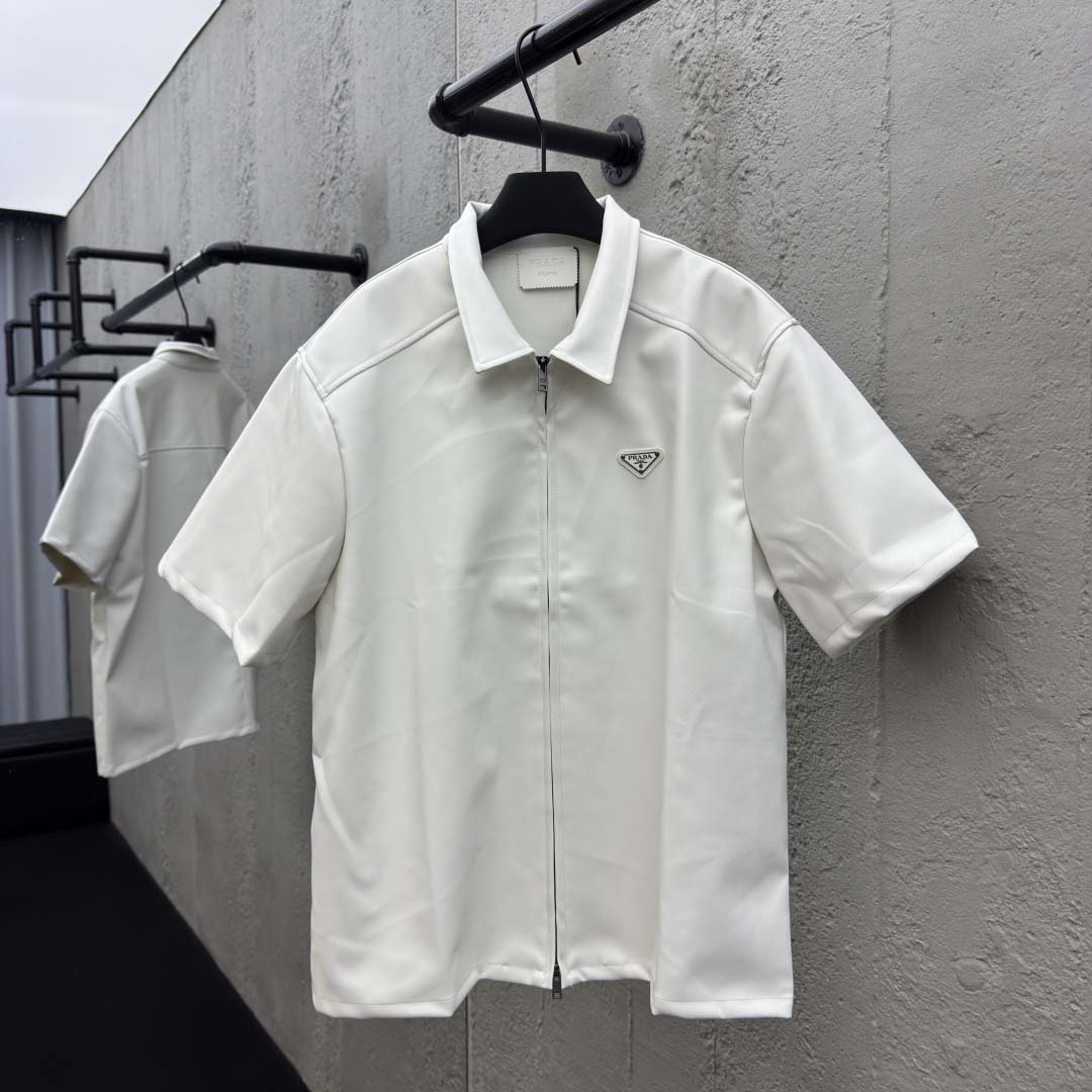 Prada Men's Nappa Leather Short-Sleeve Shirt - DopestKickz